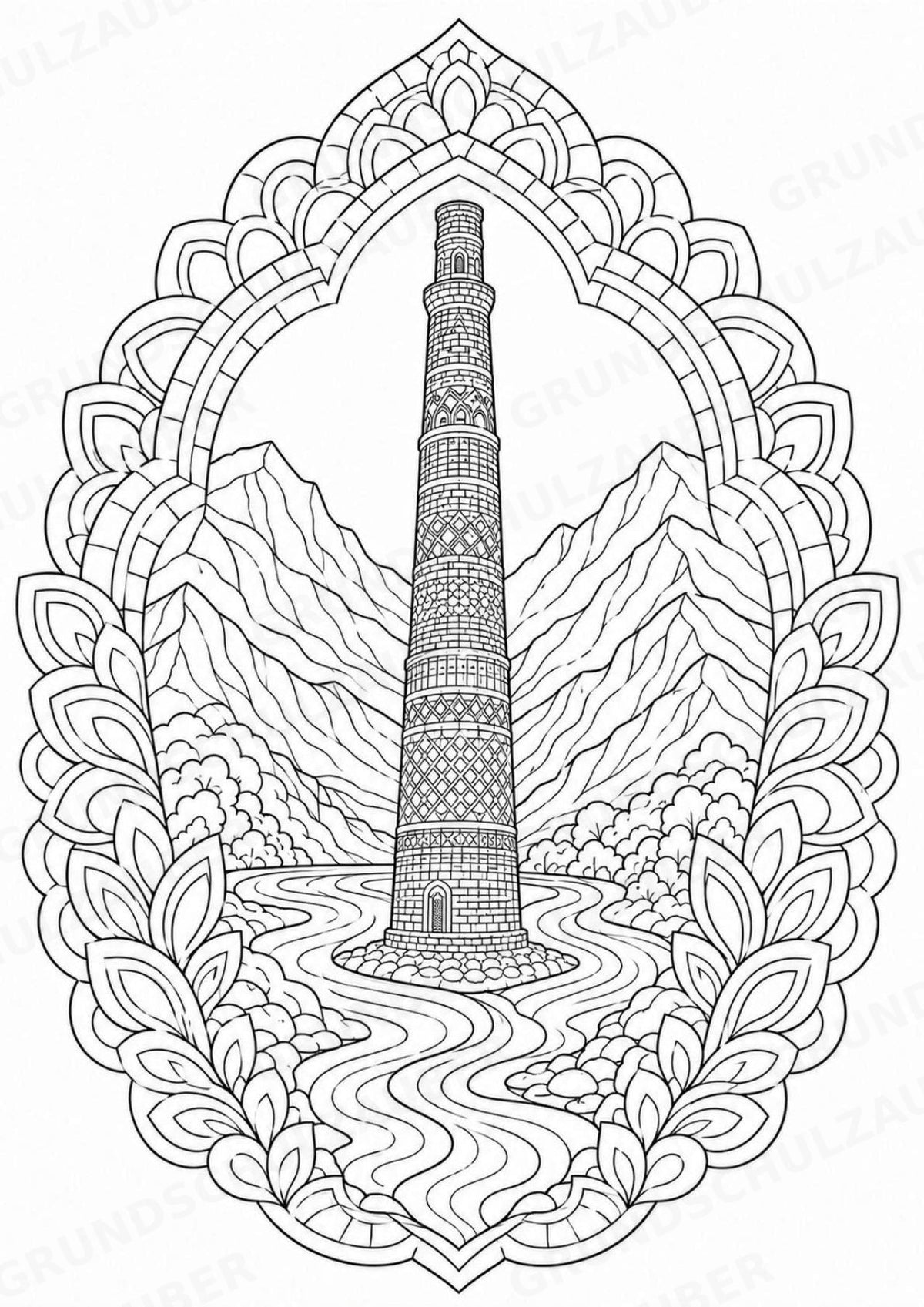Afghanistan Mandalas Ausmalbilder – Länder und Kulturen – 15 Malvorlagen – Materialseite 2