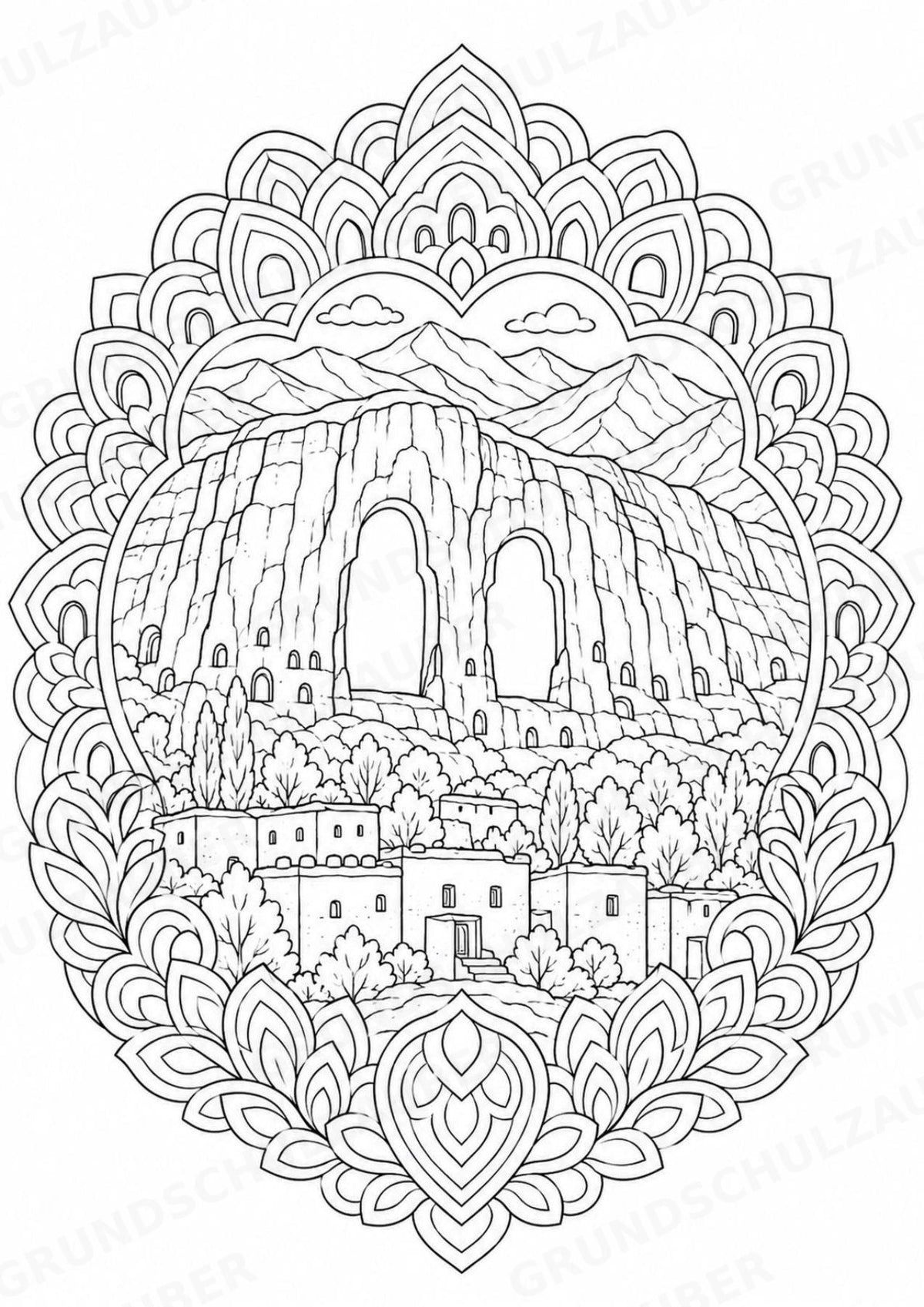 Afghanistan Mandalas Ausmalbilder – Länder und Kulturen – 15 Malvorlagen – Materialseite 3