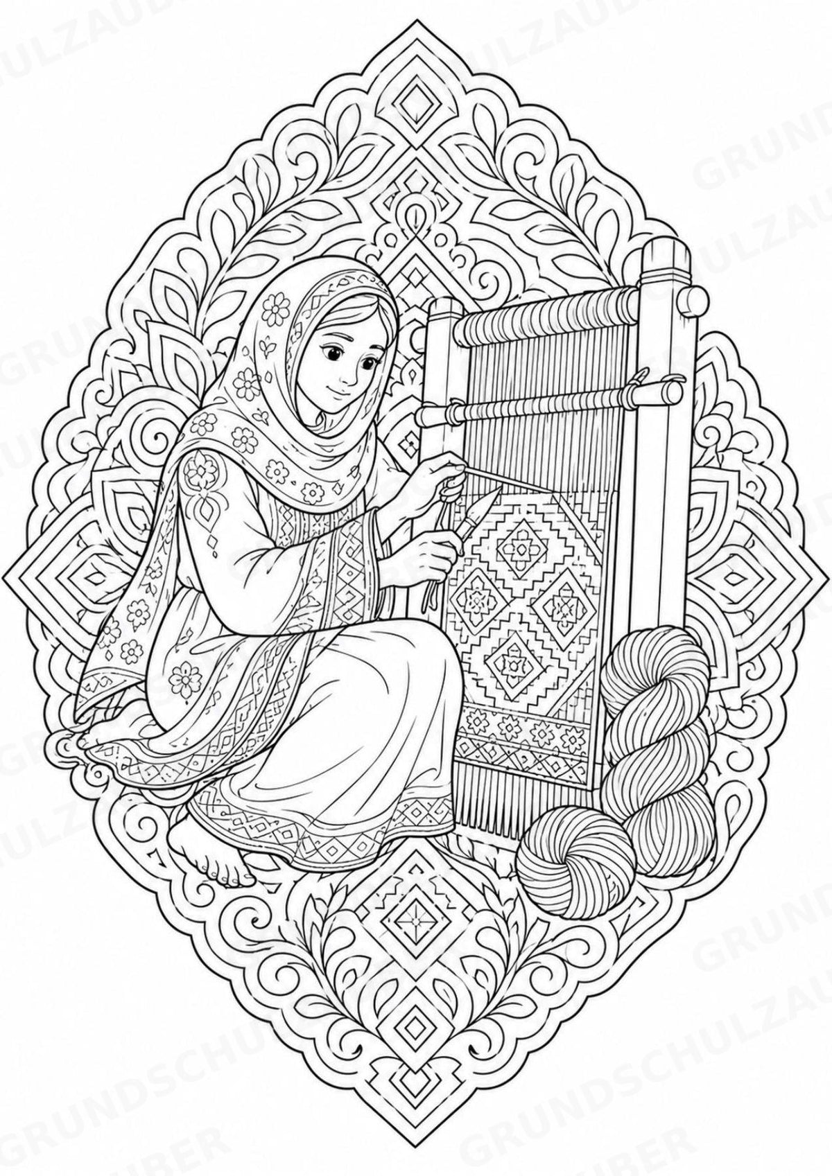 Afghanistan Mandalas Ausmalbilder – Länder und Kulturen – 15 Malvorlagen – Materialseite 7