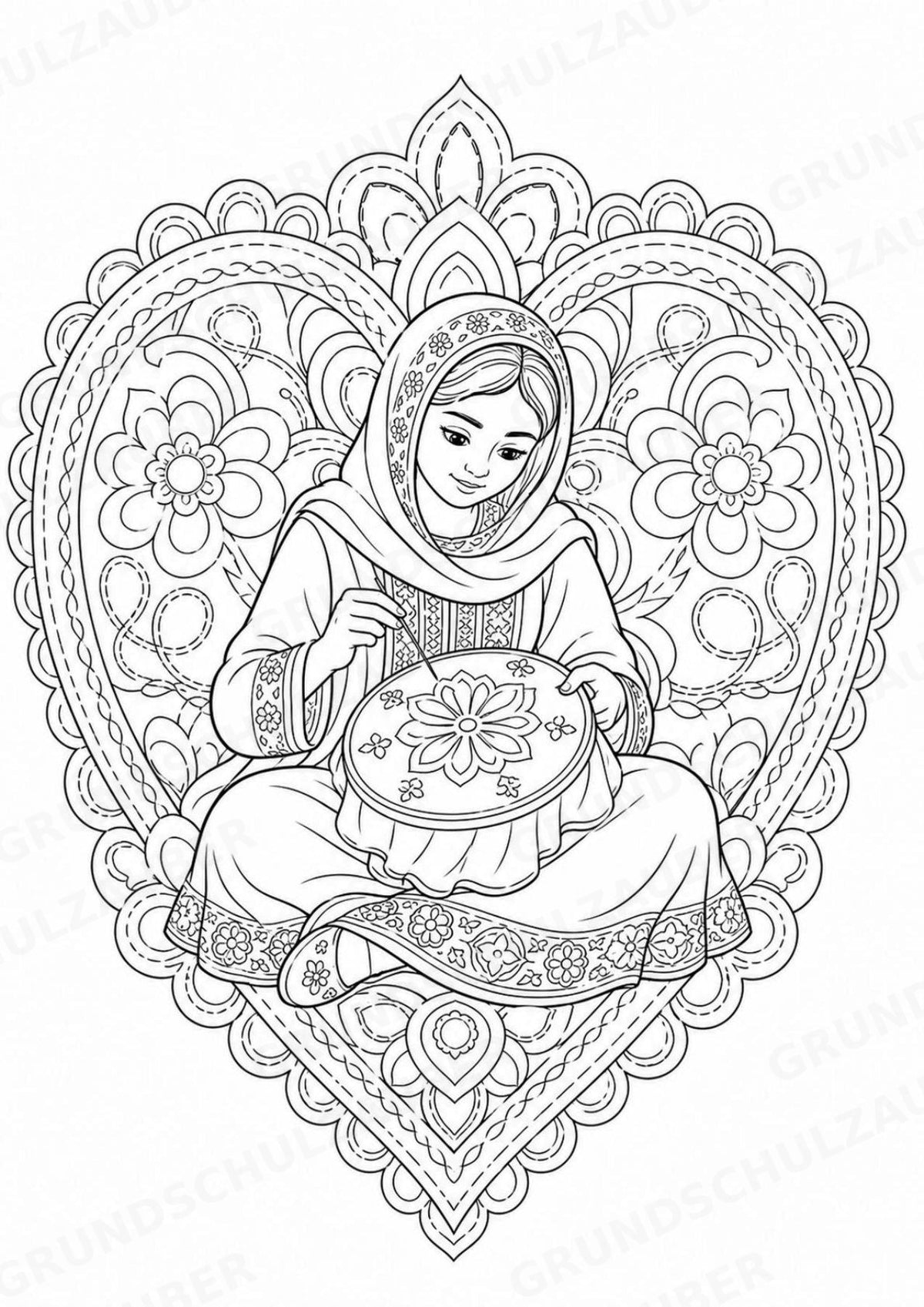 Afghanistan Mandalas Ausmalbilder – Länder und Kulturen – 15 Malvorlagen – Materialseite 8