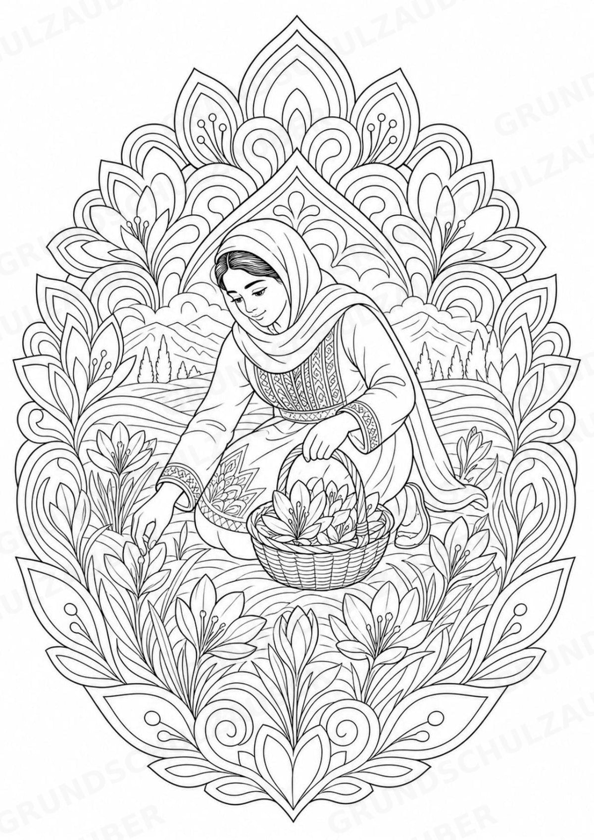 Afghanistan Mandalas Ausmalbilder – Länder und Kulturen – 15 Malvorlagen – Materialseite 9