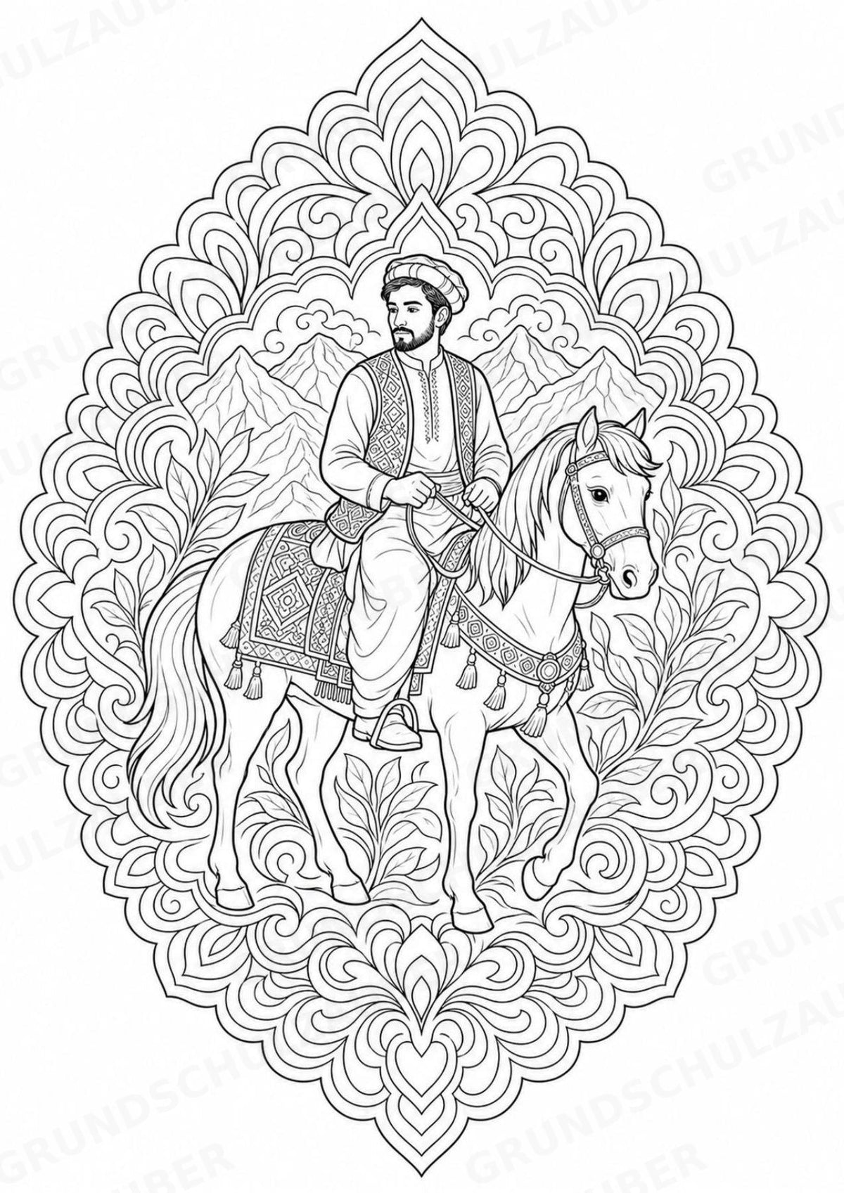 Afghanistan Mandalas Ausmalbilder – Länder und Kulturen – 15 Malvorlagen – Materialseite 14