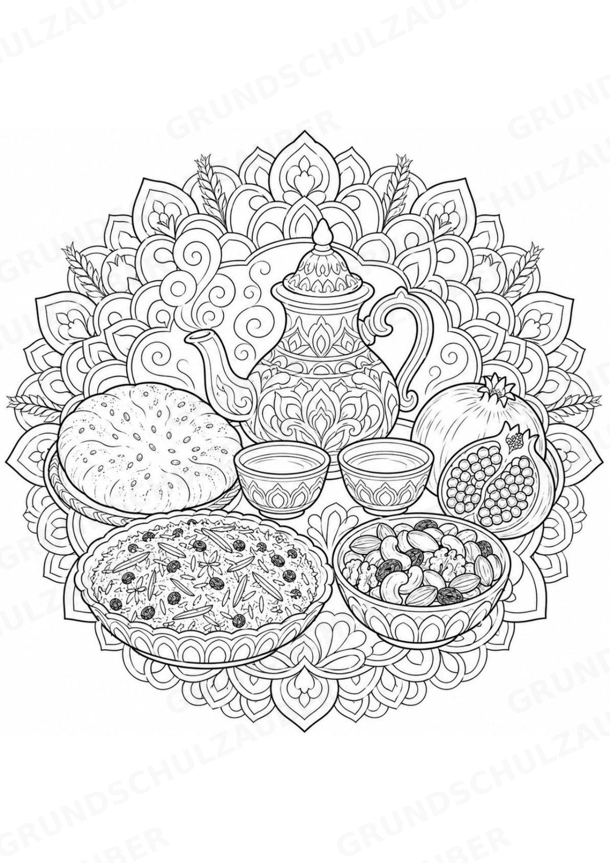 Afghanistan Mandalas Ausmalbilder – Länder und Kulturen – 15 Malvorlagen – Materialseite 15