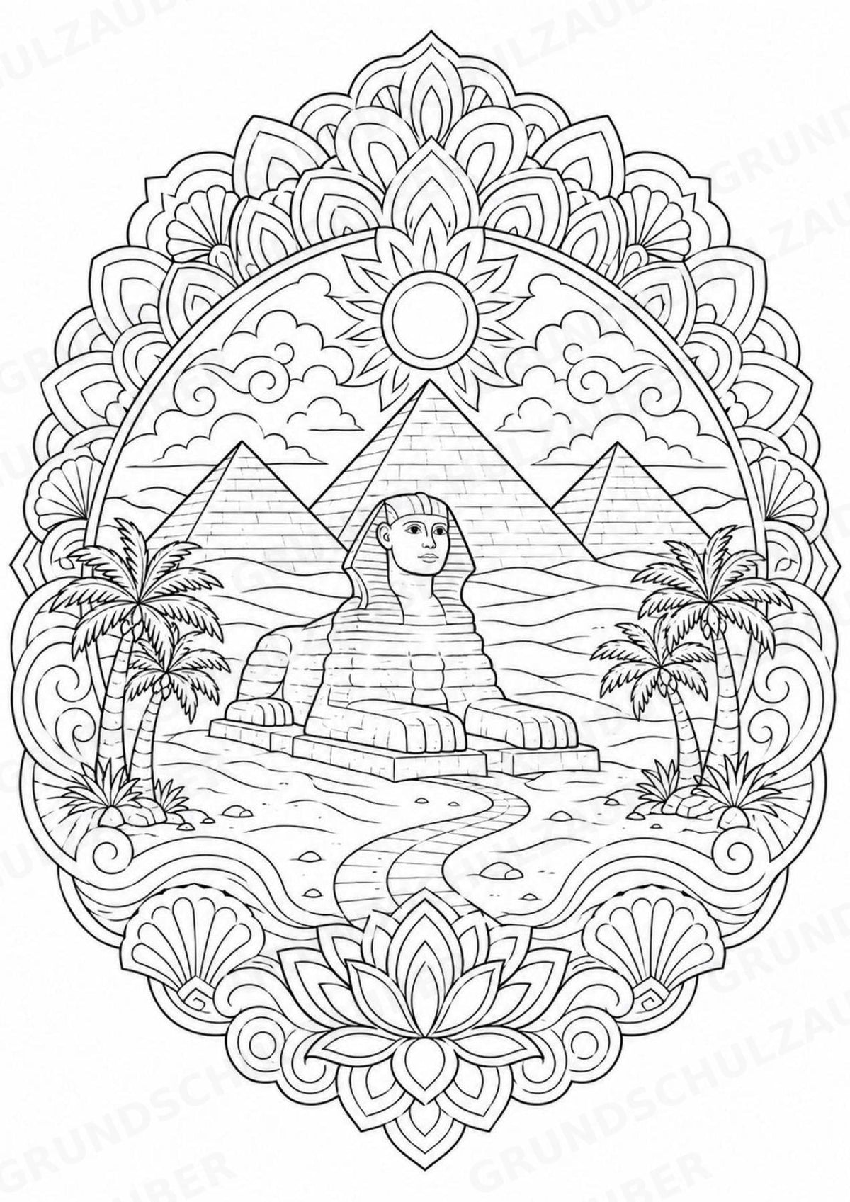 Ägypten Mandalas Ausmalbilder – Länder und Kulturen – 15 Malvorlagen – Materialseite 3
