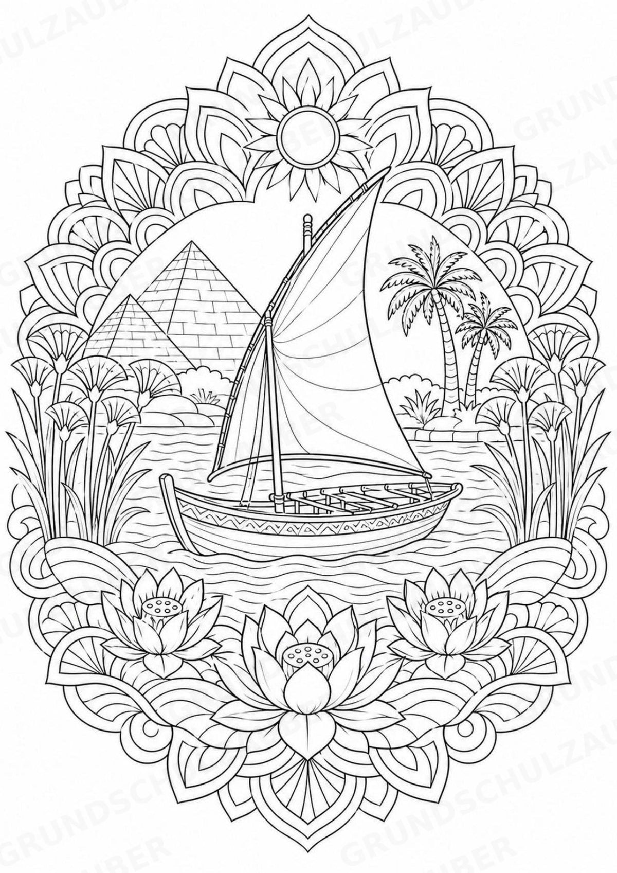 Ägypten Mandalas Ausmalbilder – Länder und Kulturen – 15 Malvorlagen – Materialseite 4