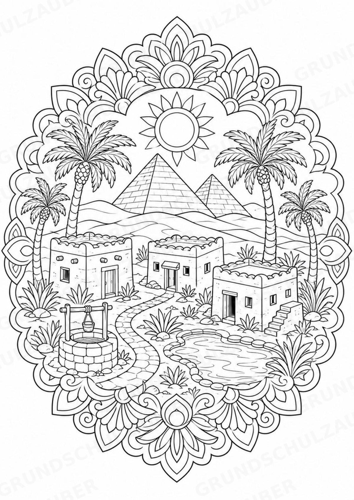 Ägypten Mandalas Ausmalbilder – Länder und Kulturen – 15 Malvorlagen – Materialseite 16