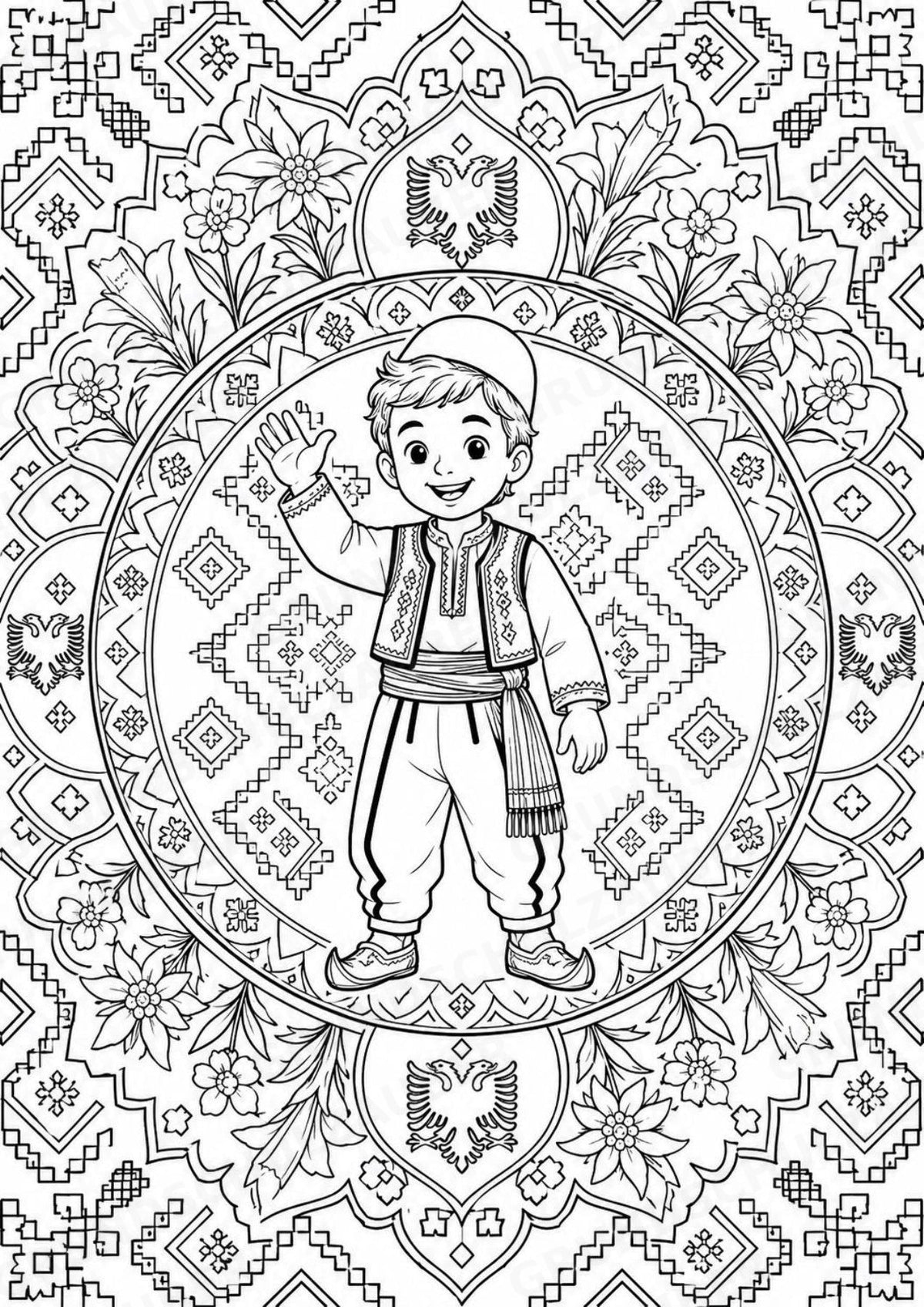 Albanien Mandalas Ausmalbilder – Länder und Kulturen – 15 Malvorlagen – Materialseite 2