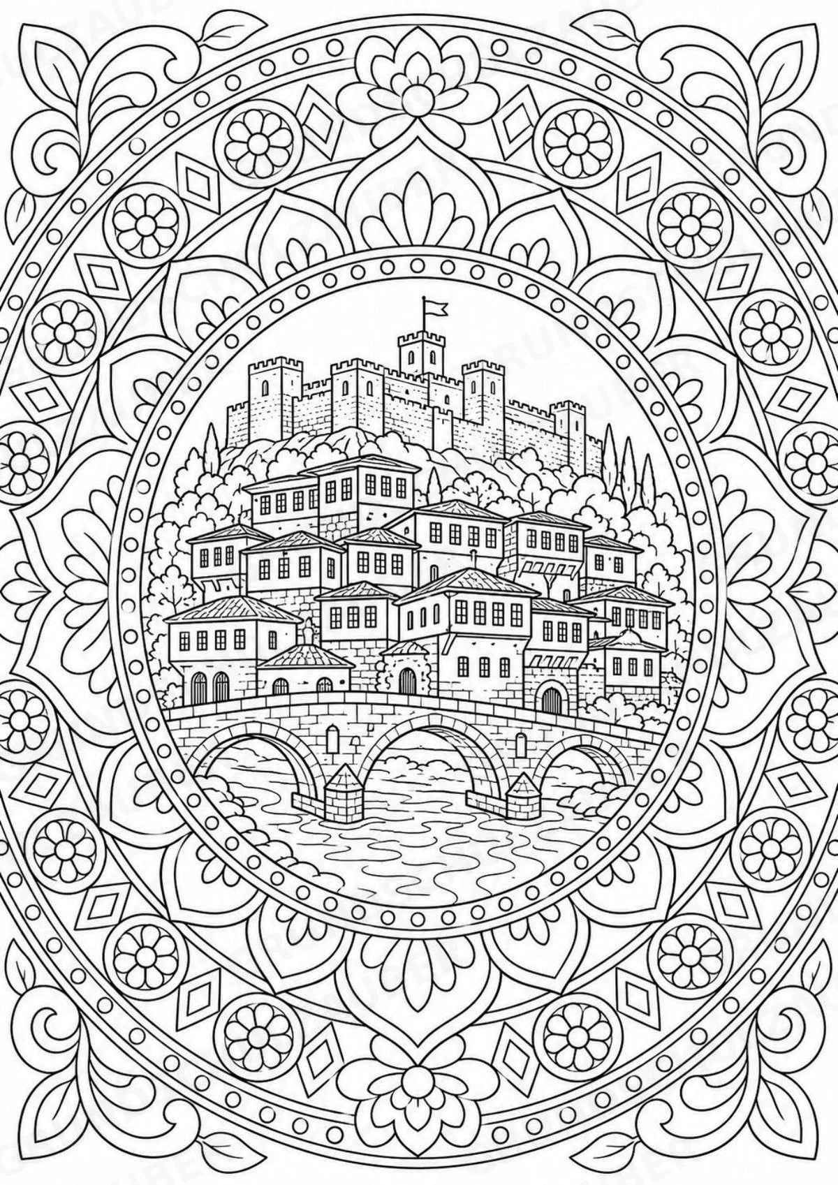 Albanien Mandalas Ausmalbilder – Länder und Kulturen – 15 Malvorlagen – Materialseite 3