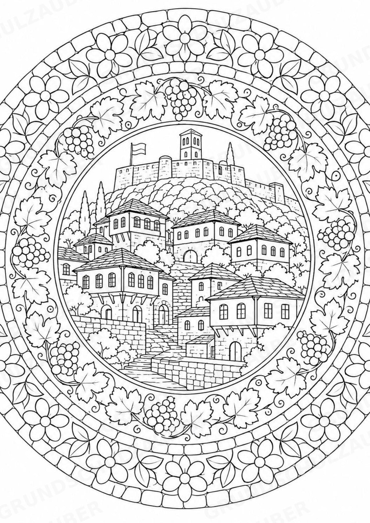 Albanien Mandalas Ausmalbilder – Länder und Kulturen – 15 Malvorlagen – Materialseite 5