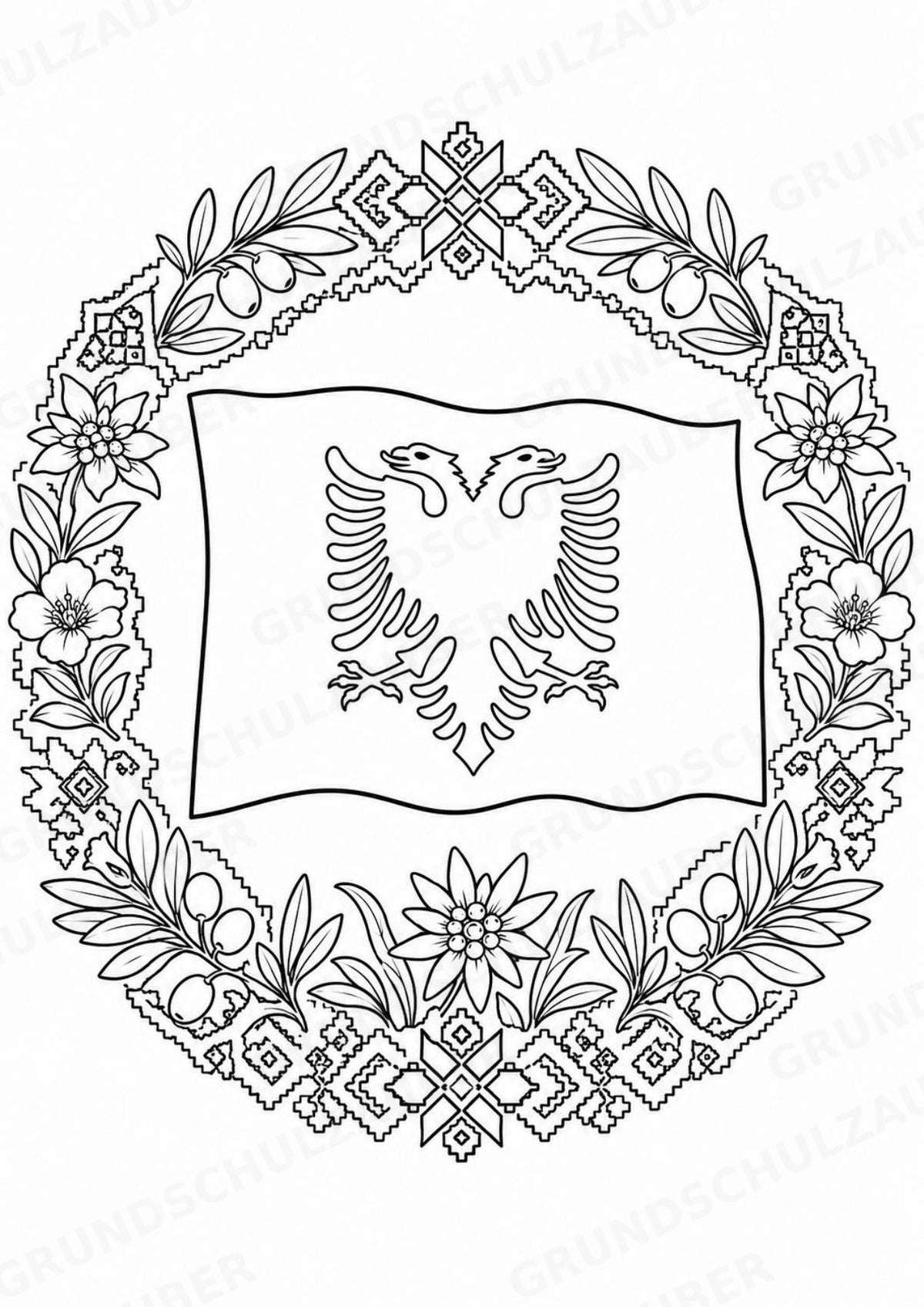 Albanien Mandalas Ausmalbilder – Länder und Kulturen – 15 Malvorlagen – Materialseite 13
