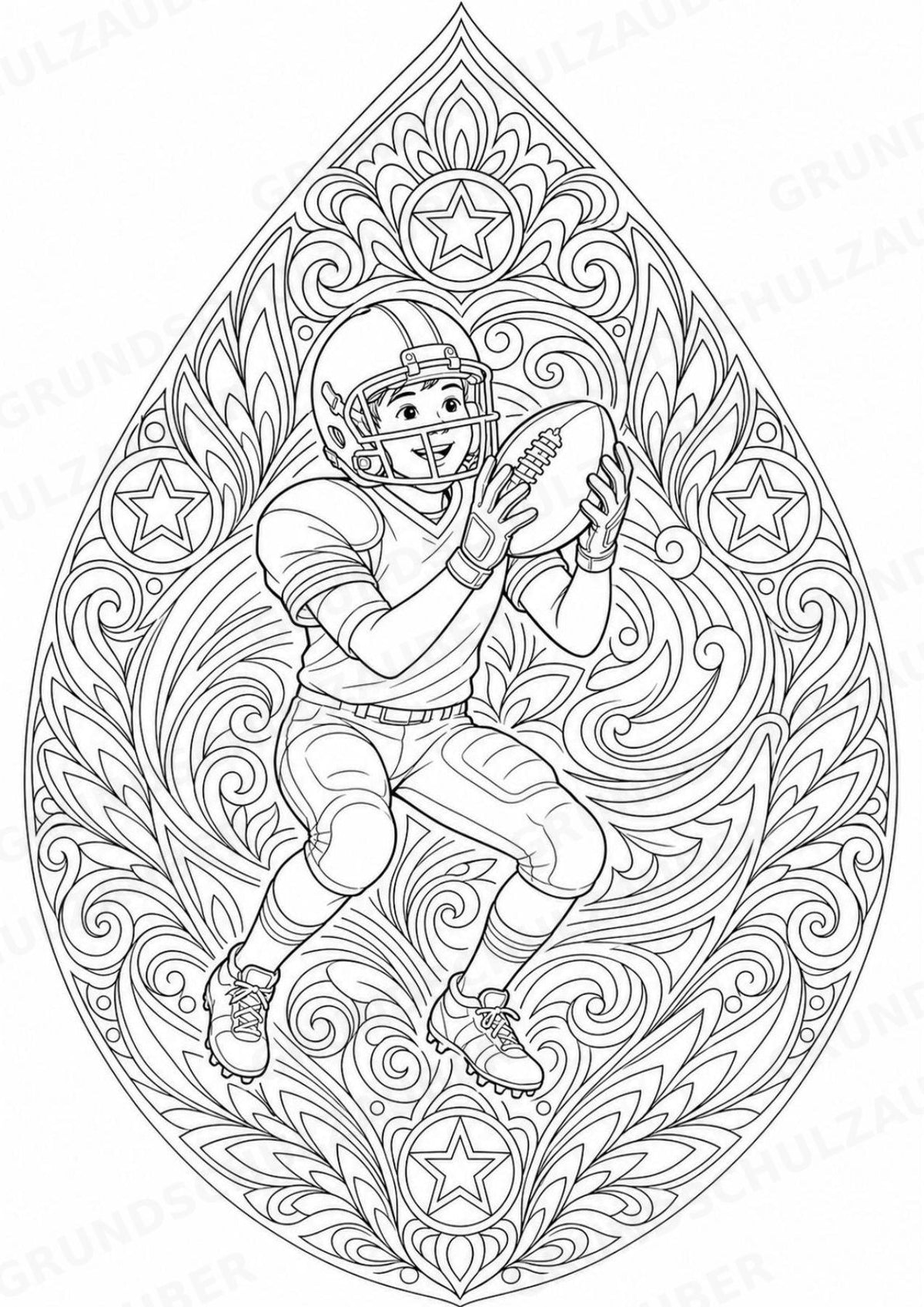 American Football Mandalas Ausmalbilder – Sport – 15 Malvorlagen – Materialseite 4