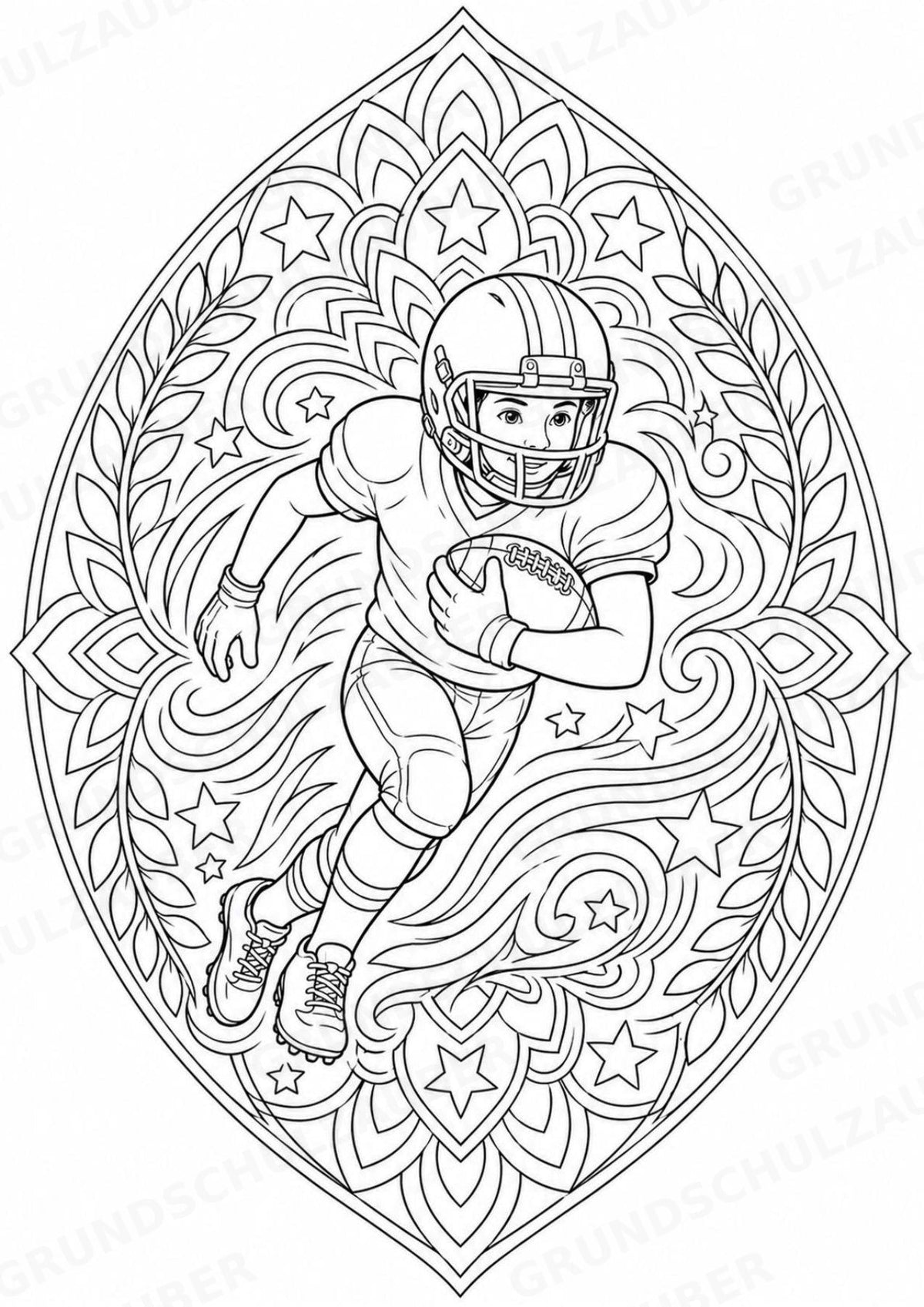 American Football Mandalas Ausmalbilder – Sport – 15 Malvorlagen – Materialseite 6