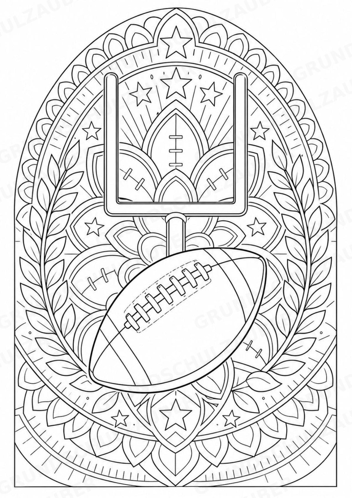 American Football Mandalas Ausmalbilder – Sport – 15 Malvorlagen – Materialseite 9