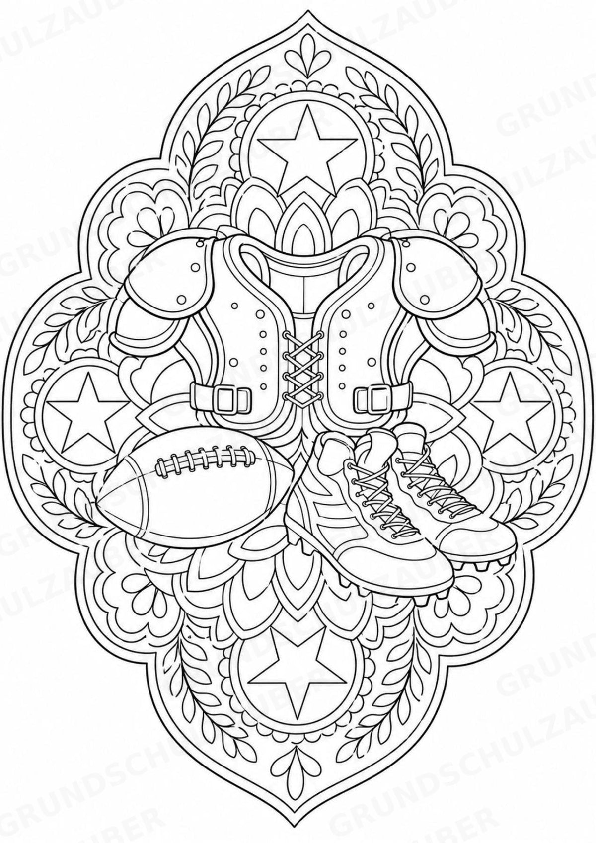 American Football Mandalas Ausmalbilder – Sport – 15 Malvorlagen – Materialseite 10