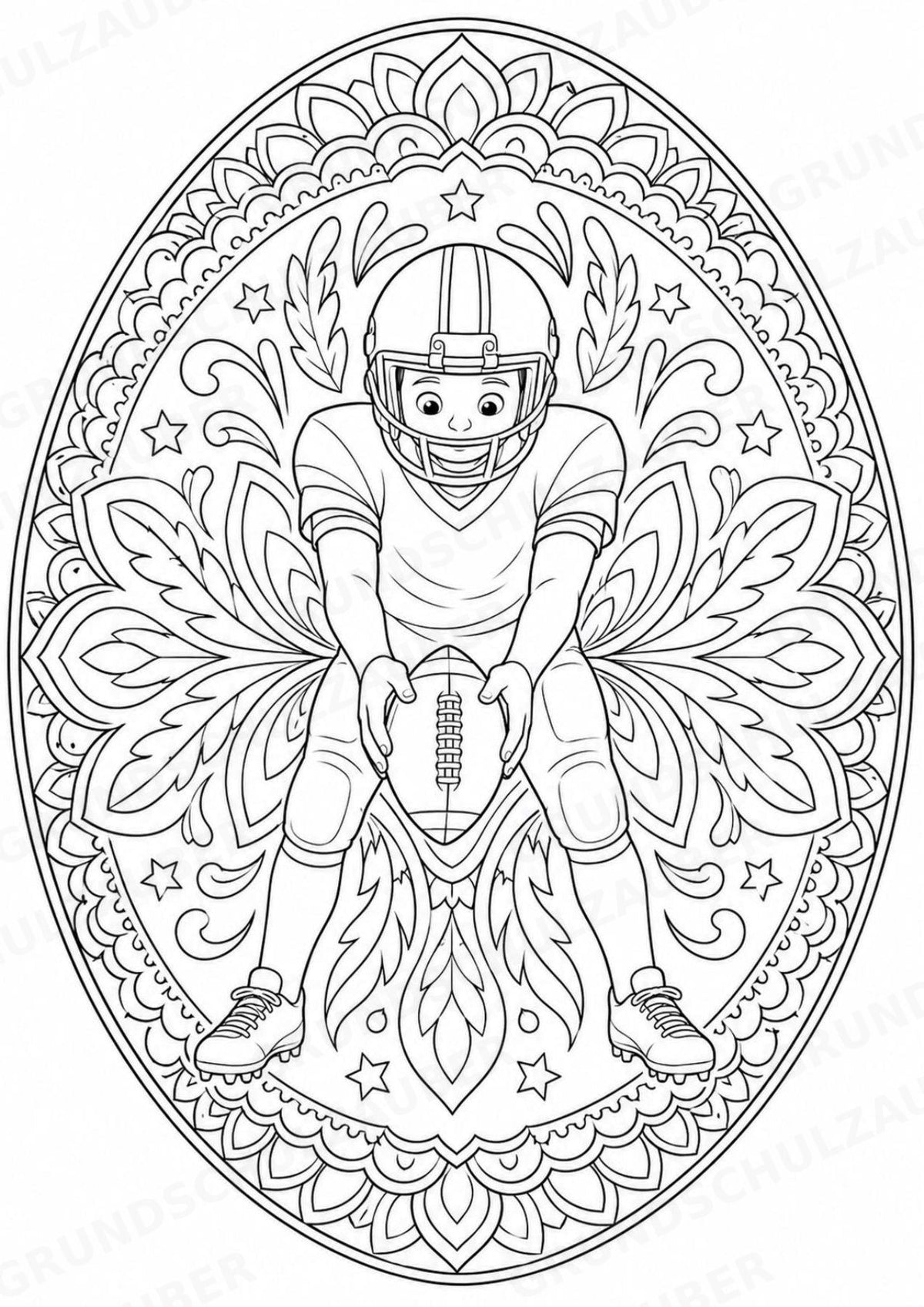 American Football Mandalas Ausmalbilder – Sport – 15 Malvorlagen – Materialseite 12