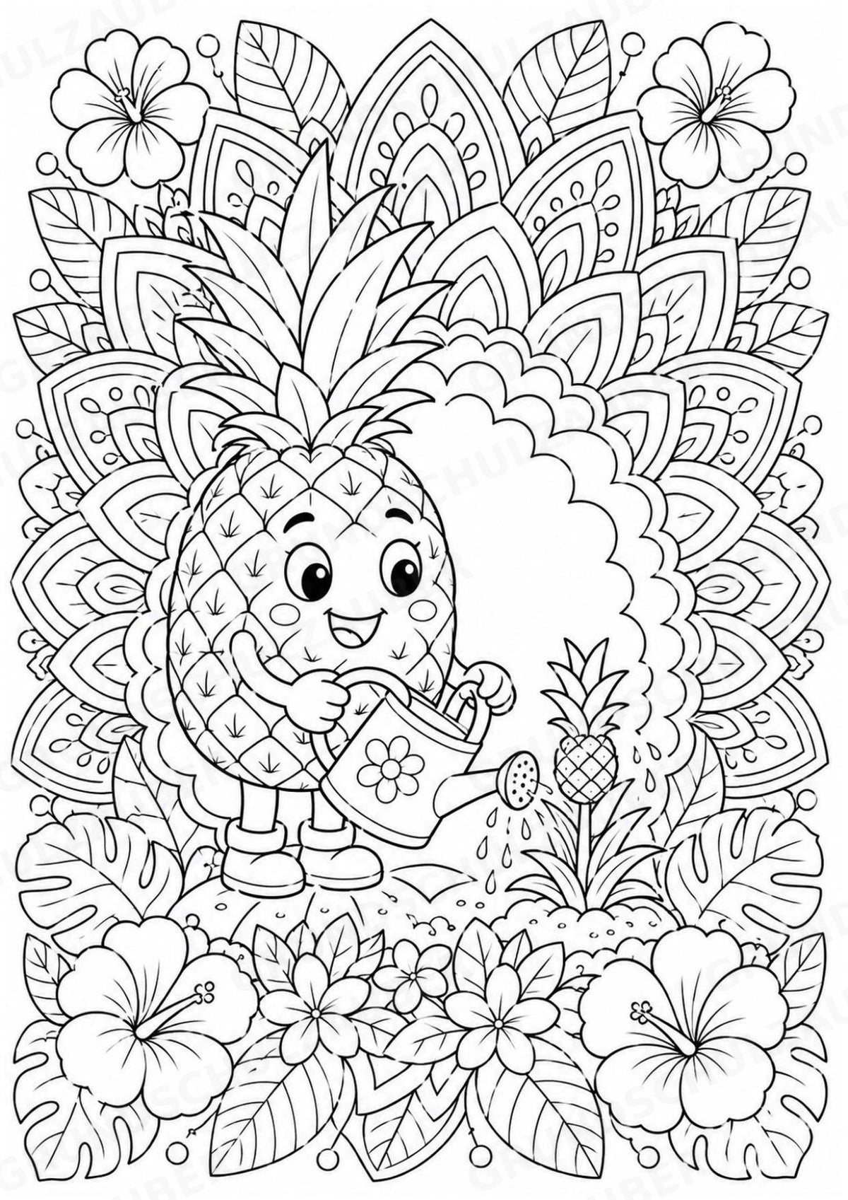 Ananas Mandalas Ausmalbilder – Obst – 15 Malvorlagen – Materialseite 11