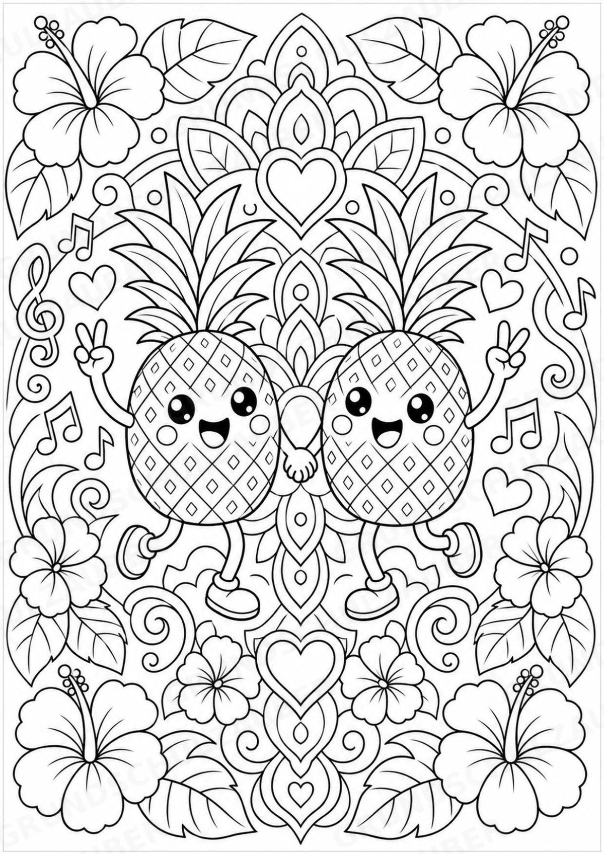Ananas Mandalas Ausmalbilder – Obst – 15 Malvorlagen – Materialseite 14
