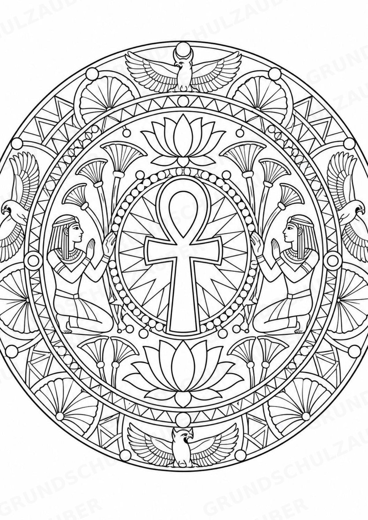 Antikes Ägypten Mandalas Ausmalbilder – Geschichte und Kulturen – 15 Malvorlagen – Materialseite 5