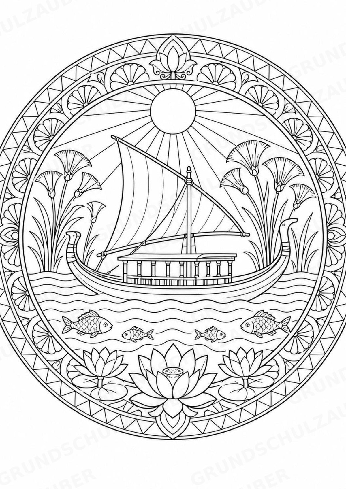 Antikes Ägypten Mandalas Ausmalbilder – Geschichte und Kulturen – 15 Malvorlagen – Materialseite 7
