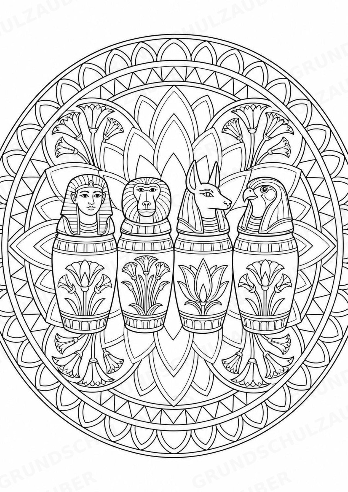 Antikes Ägypten Mandalas Ausmalbilder – Geschichte und Kulturen – 15 Malvorlagen – Materialseite 10