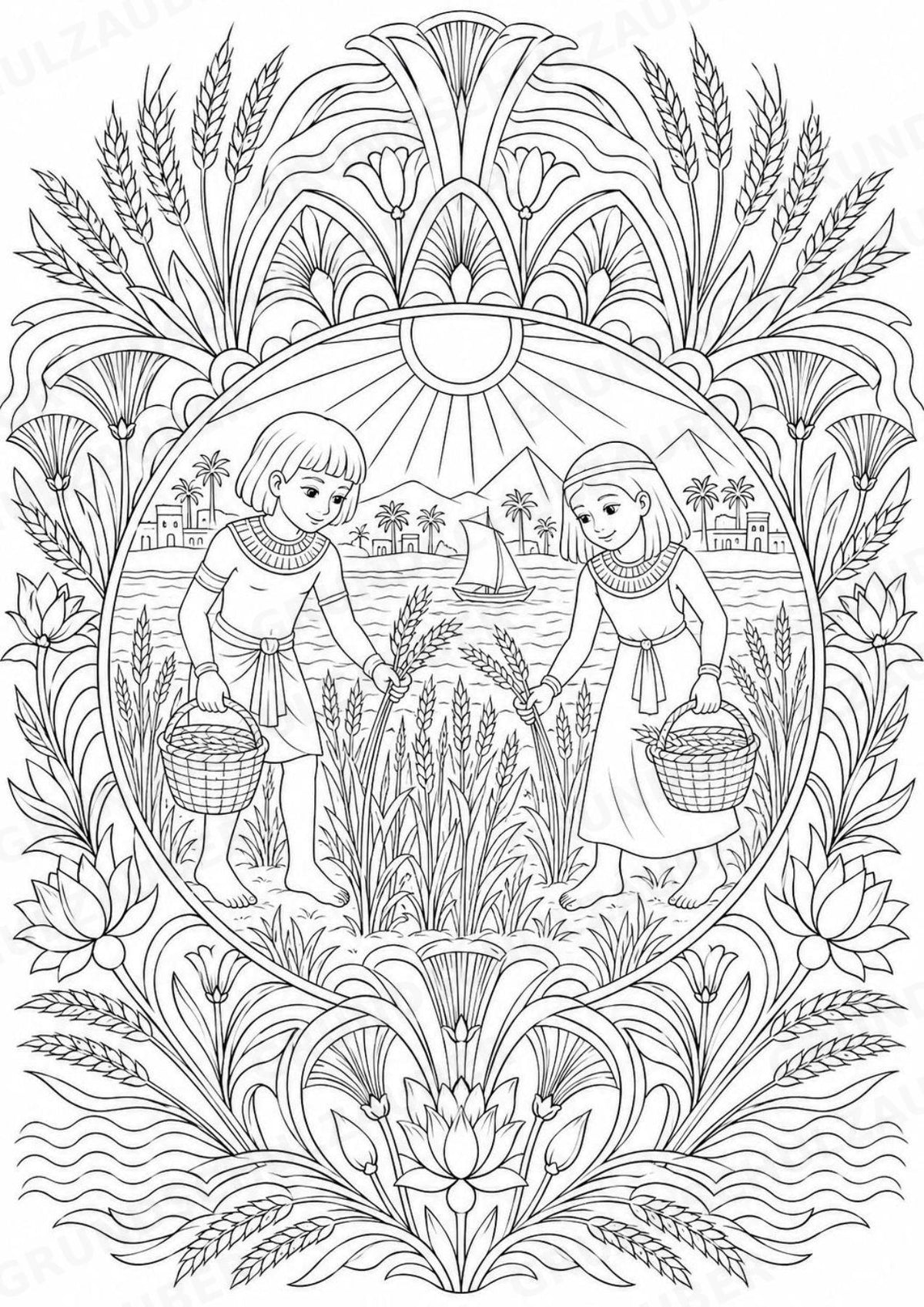 Antikes Ägypten Mandalas Ausmalbilder – Geschichte und Kulturen – 15 Malvorlagen – Materialseite 15