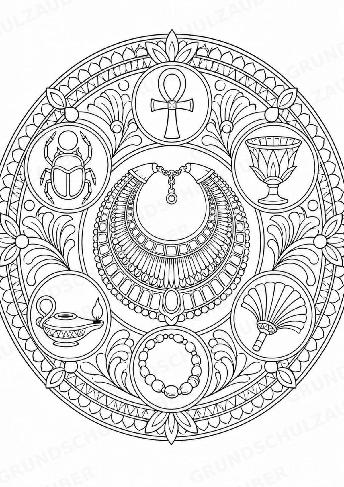 Antikes Ägypten Mandalas Ausmalbilder – Geschichte und Kulturen – 15 Malvorlagen – Materialseite 16