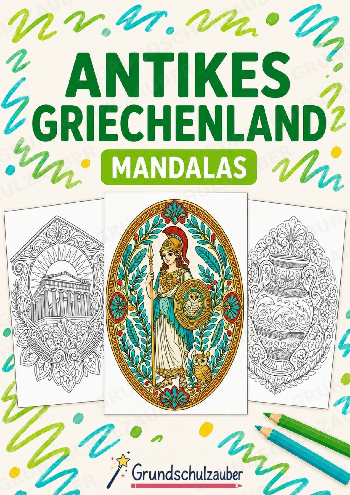 Antikes Griechenland Mandalas Ausmalbilder – Geschichte und Kulturen – 15 Malvorlagen – Cover