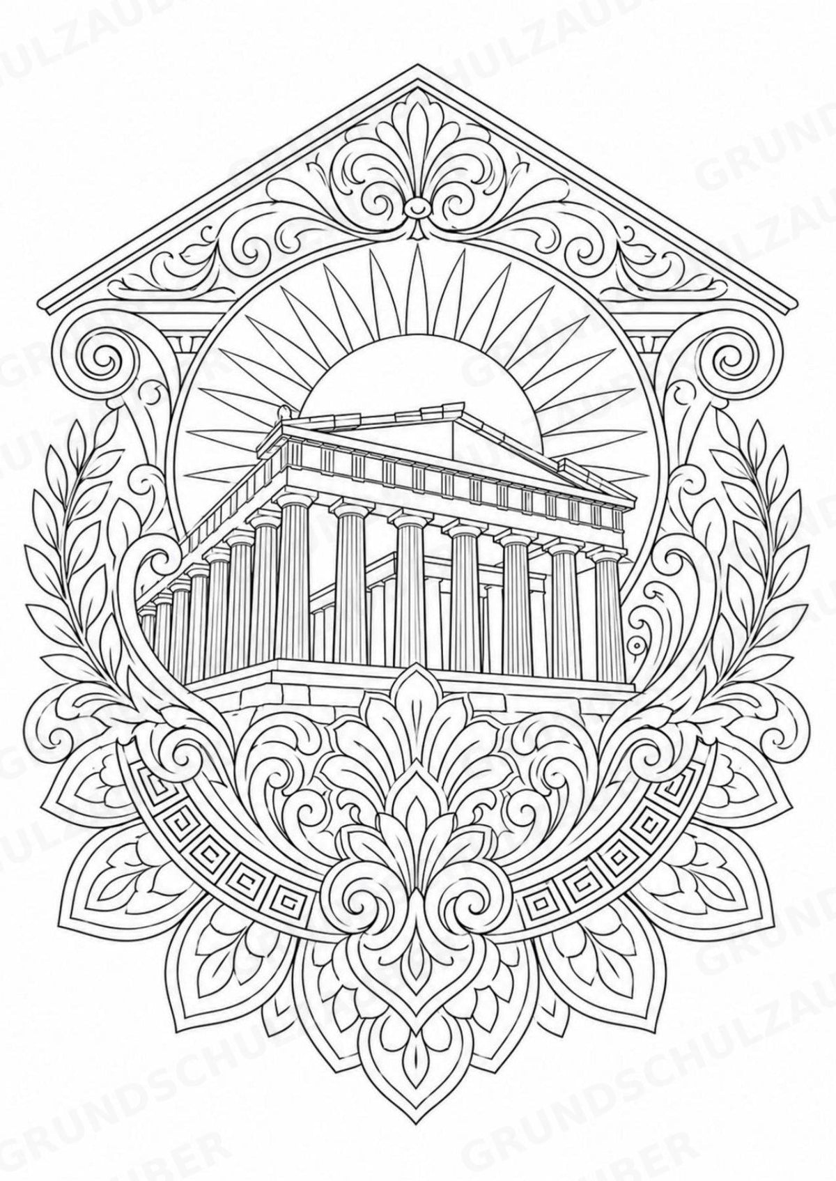 Antikes Griechenland Mandalas Ausmalbilder – Geschichte und Kulturen – 15 Malvorlagen – Materialseite 3