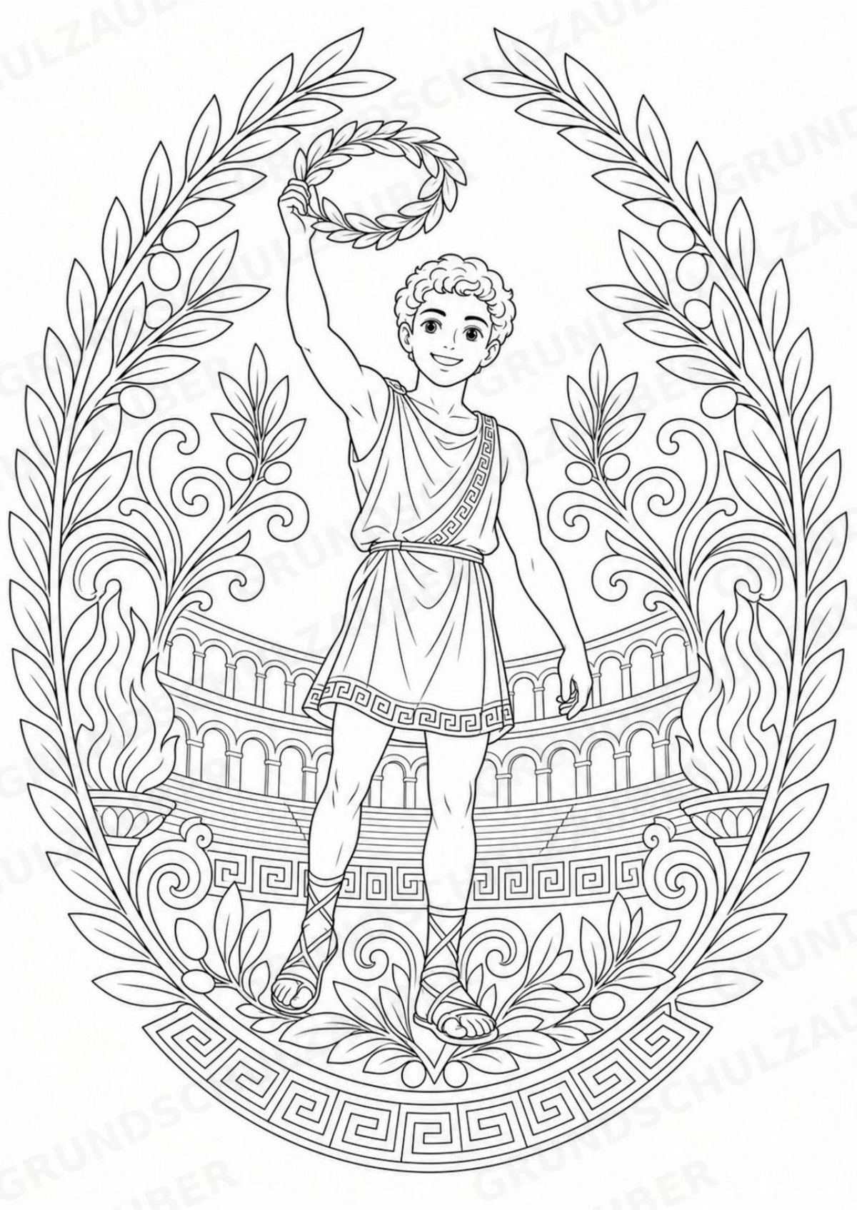 Antikes Griechenland Mandalas Ausmalbilder – Geschichte und Kulturen – 15 Malvorlagen – Materialseite 5
