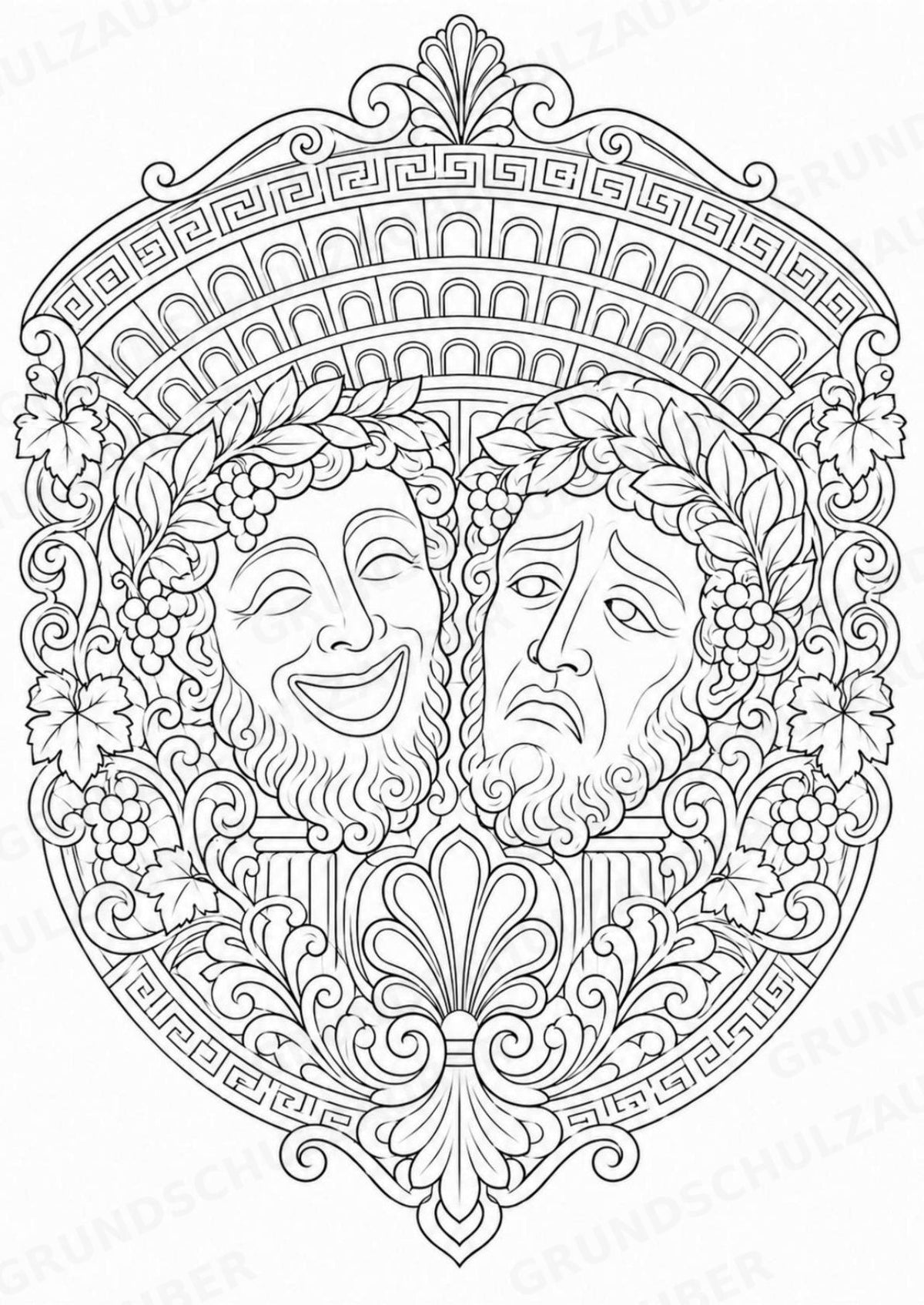 Antikes Griechenland Mandalas Ausmalbilder – Geschichte und Kulturen – 15 Malvorlagen – Materialseite 6