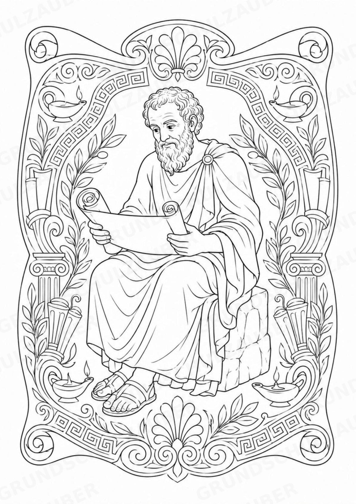 Antikes Griechenland Mandalas Ausmalbilder – Geschichte und Kulturen – 15 Malvorlagen – Materialseite 9