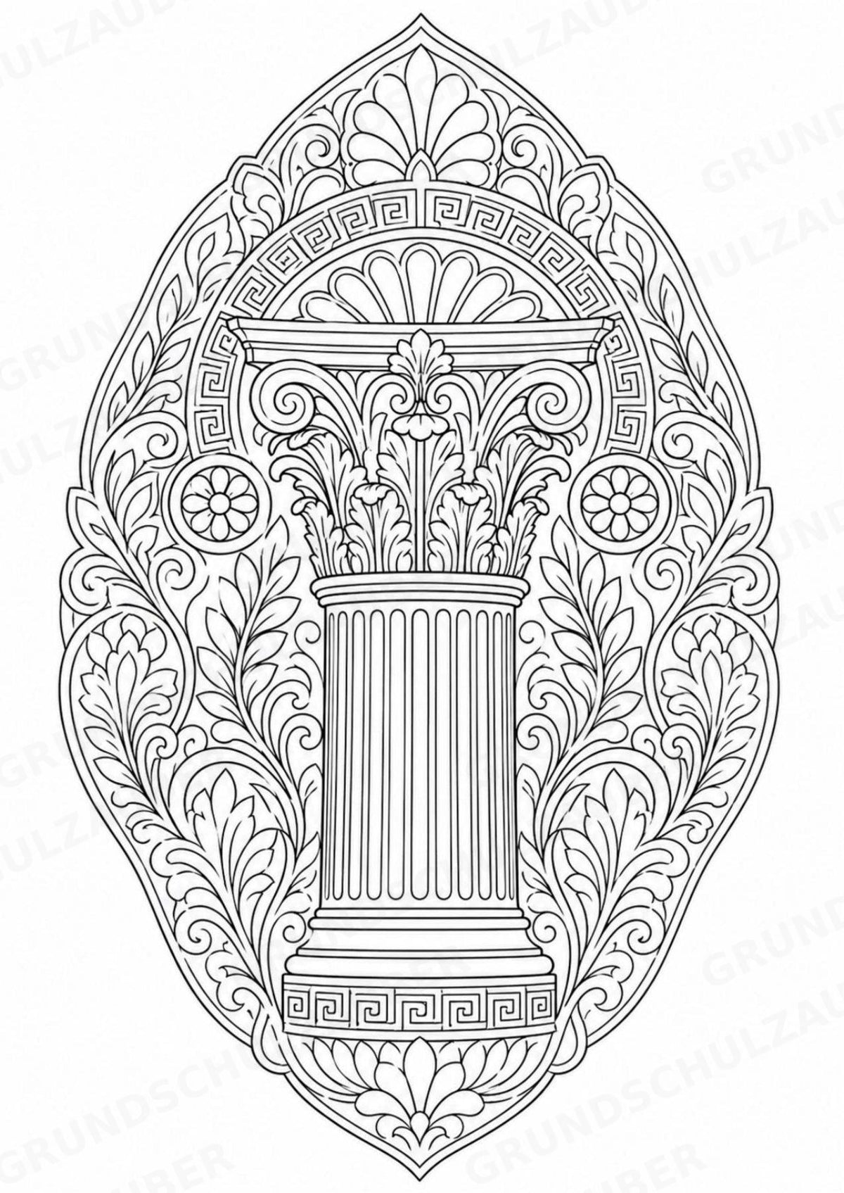 Antikes Griechenland Mandalas Ausmalbilder – Geschichte und Kulturen – 15 Malvorlagen – Materialseite 10