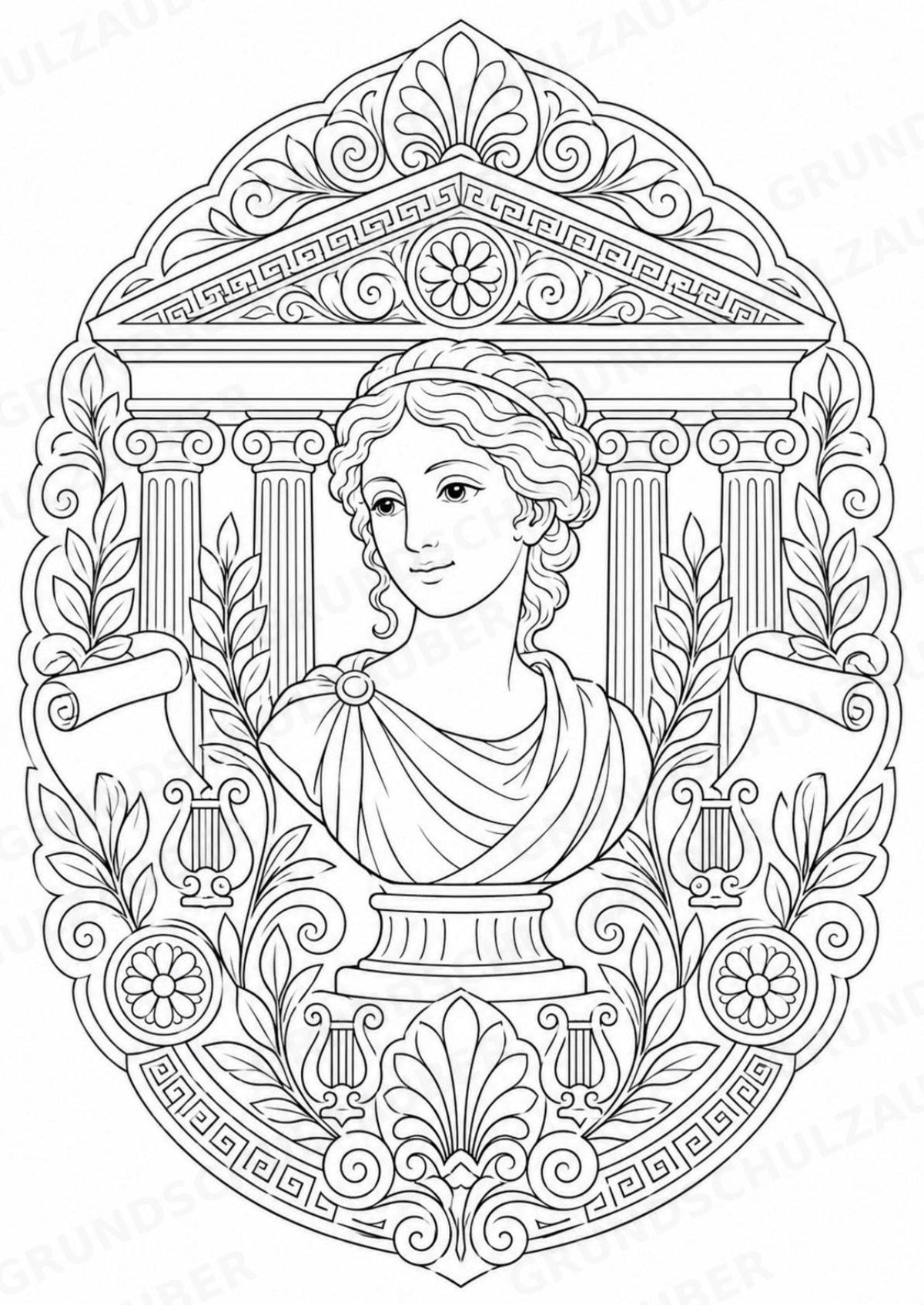 Antikes Griechenland Mandalas Ausmalbilder – Geschichte und Kulturen – 15 Malvorlagen – Materialseite 16