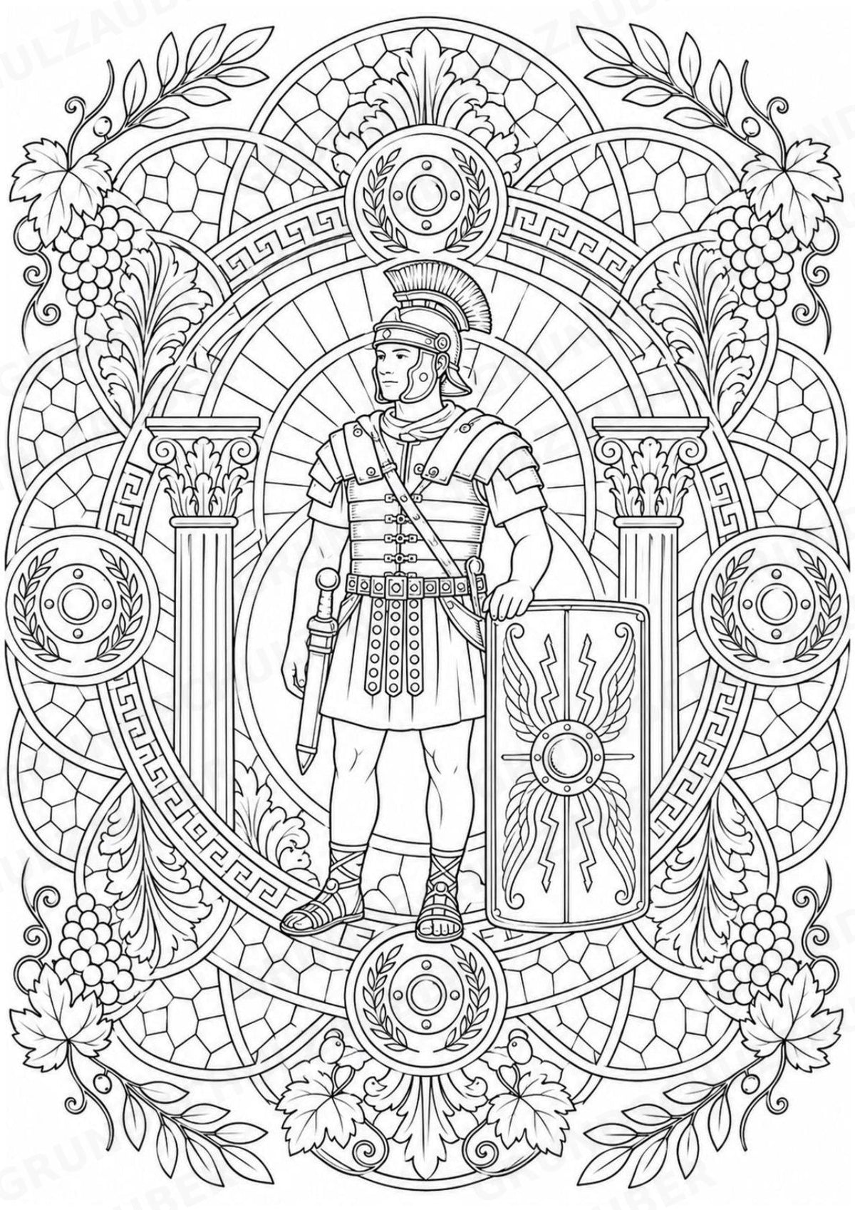 Antikes Rom Mandalas Ausmalbilder – Geschichte und Kulturen – 15 Malvorlagen – Materialseite 3