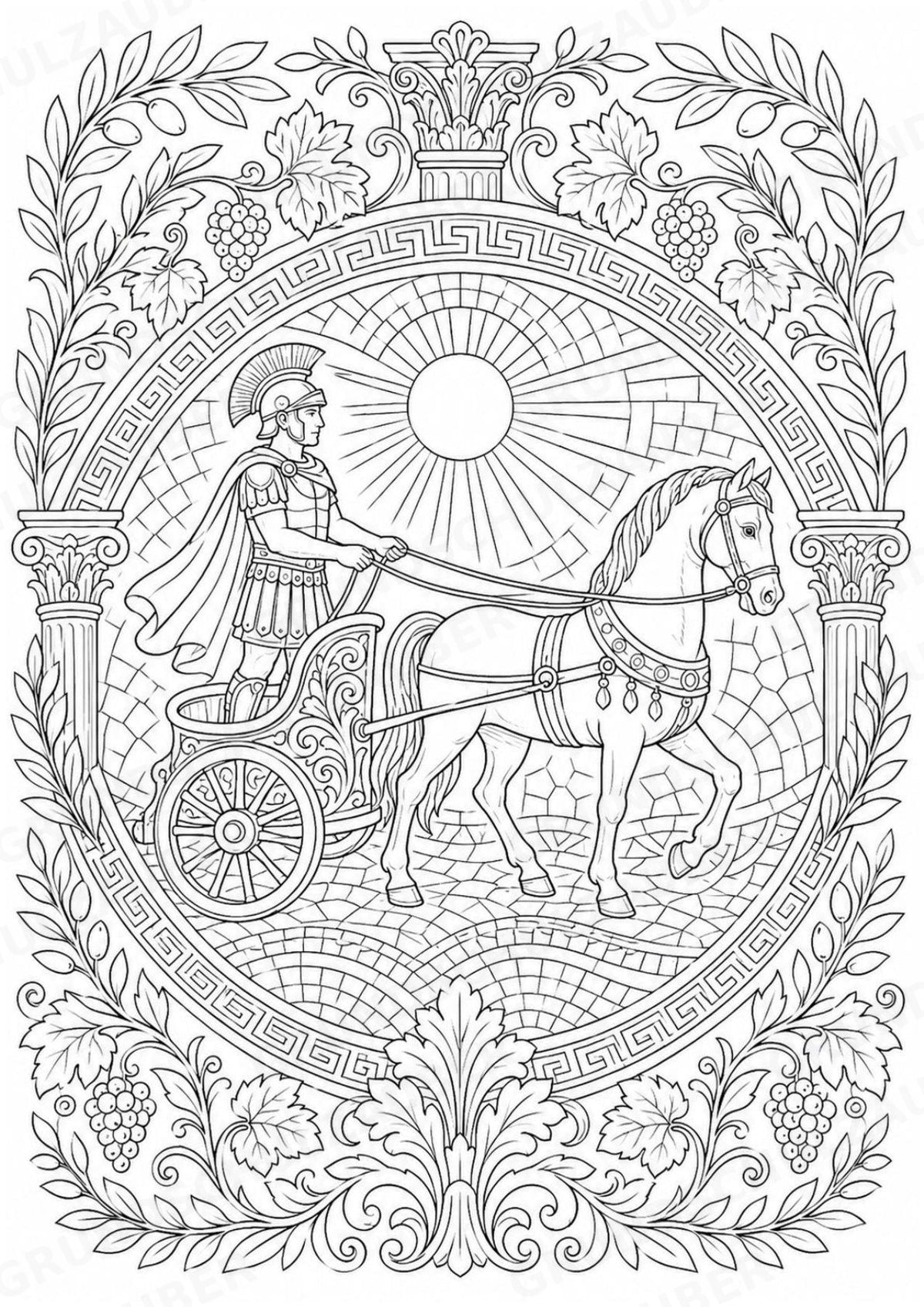 Antikes Rom Mandalas Ausmalbilder – Geschichte und Kulturen – 15 Malvorlagen – Materialseite 4