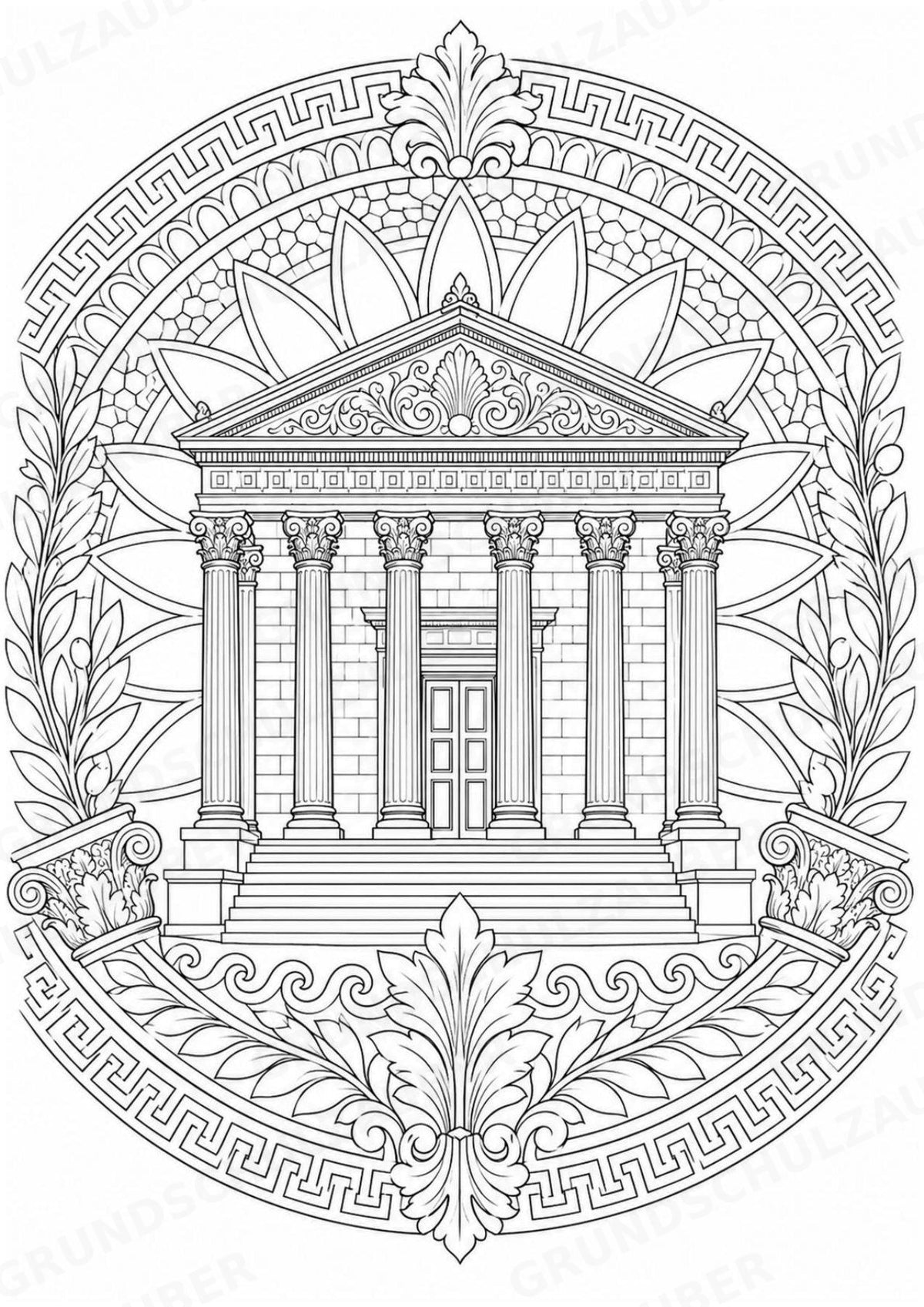 Antikes Rom Mandalas Ausmalbilder – Geschichte und Kulturen – 15 Malvorlagen – Materialseite 8