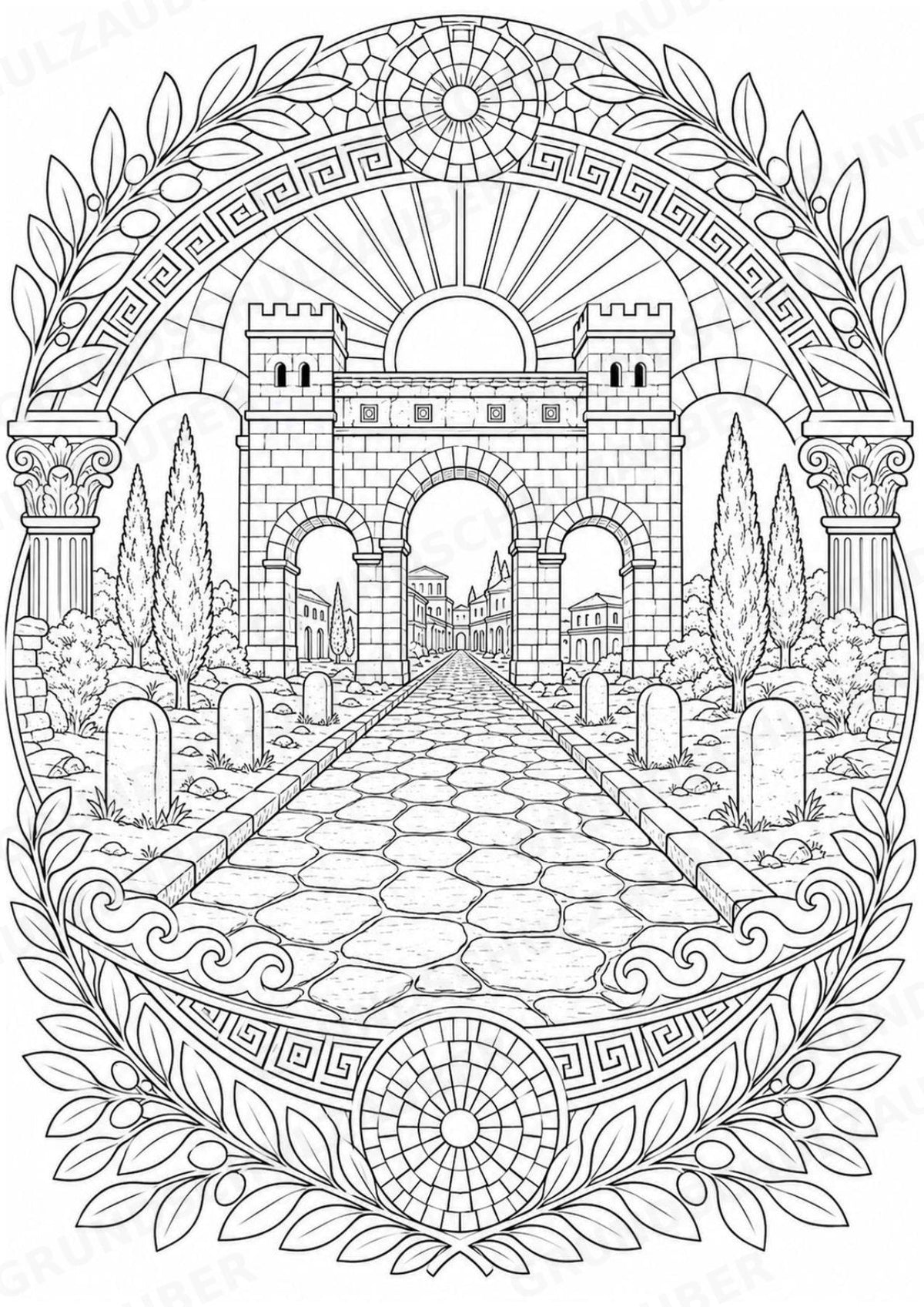 Antikes Rom Mandalas Ausmalbilder – Geschichte und Kulturen – 15 Malvorlagen – Materialseite 9