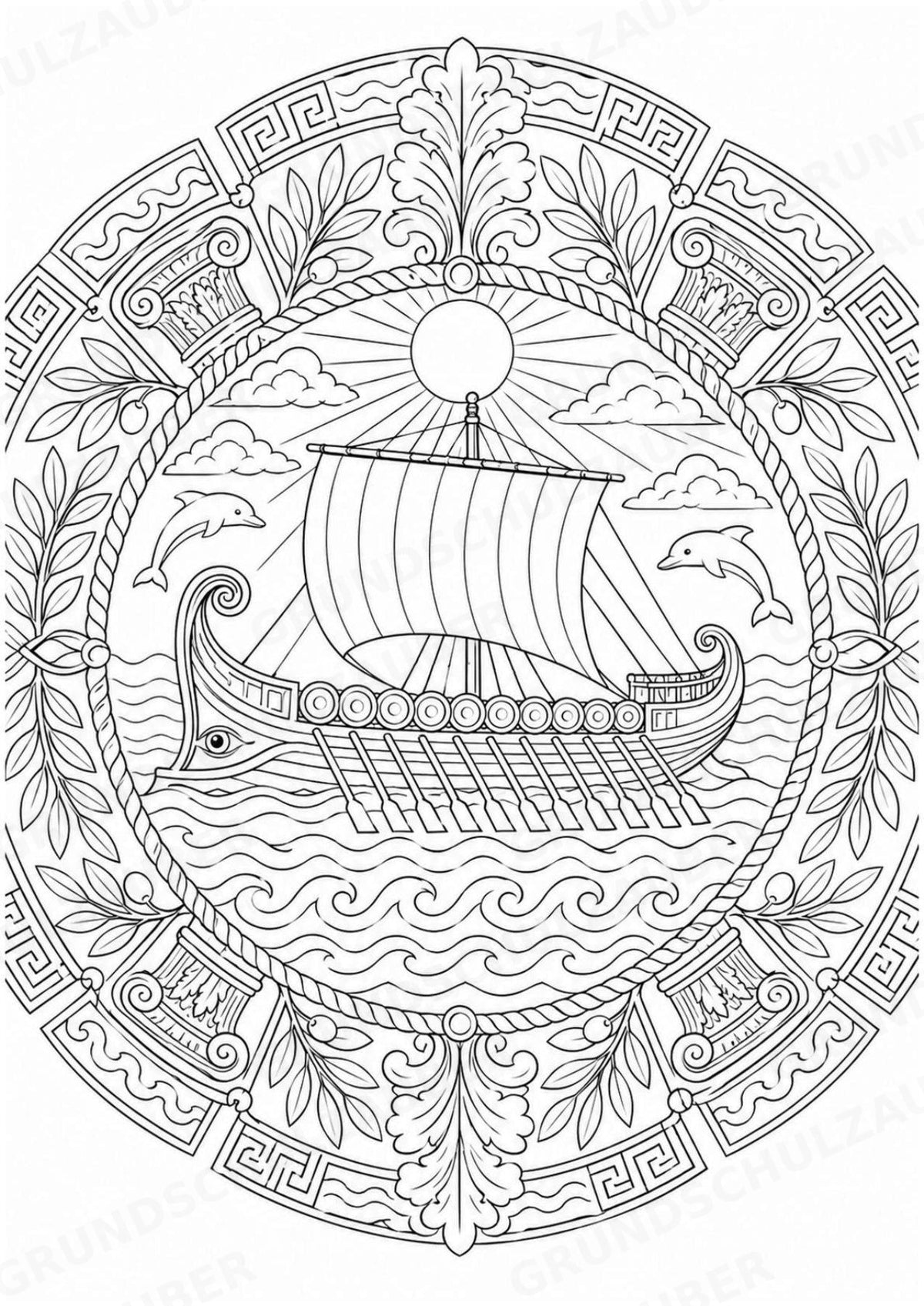Antikes Rom Mandalas Ausmalbilder – Geschichte und Kulturen – 15 Malvorlagen – Materialseite 11