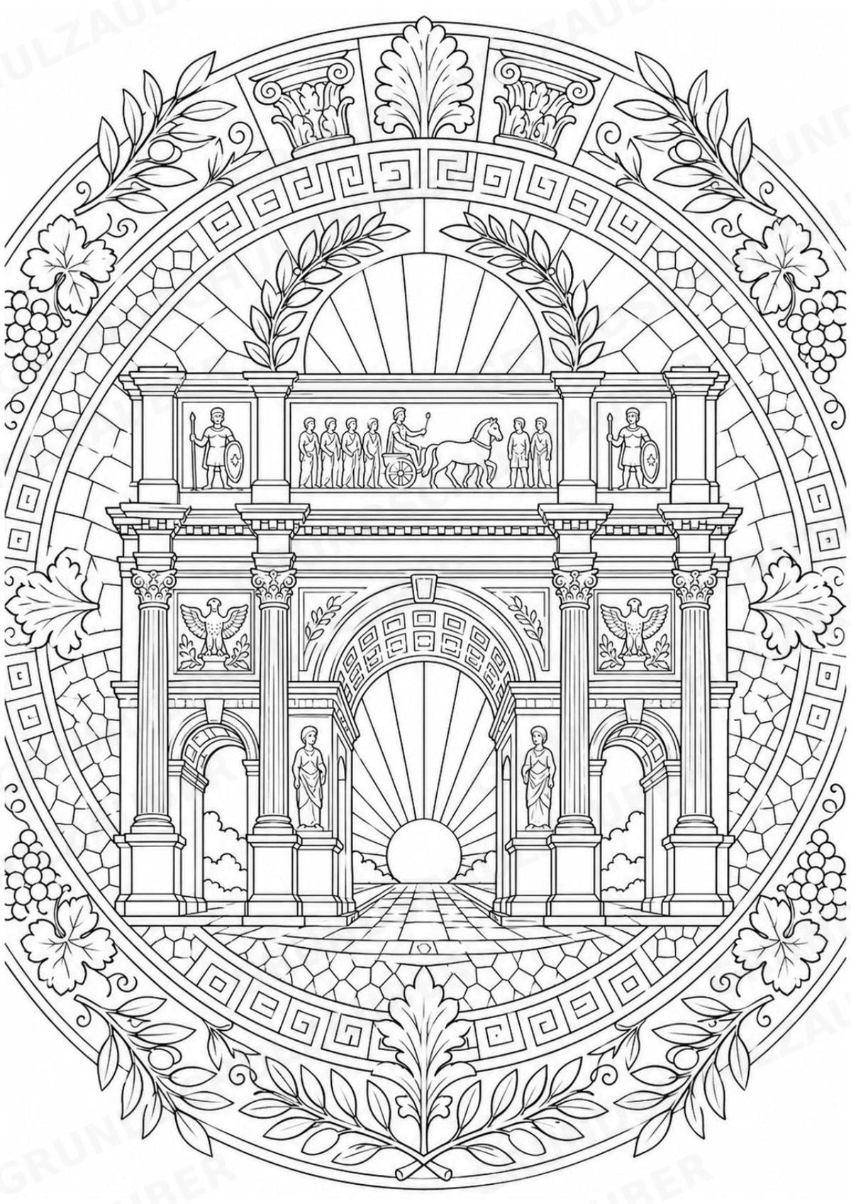 Antikes Rom Mandalas Ausmalbilder – Geschichte und Kulturen – 15 Malvorlagen – Materialseite 13