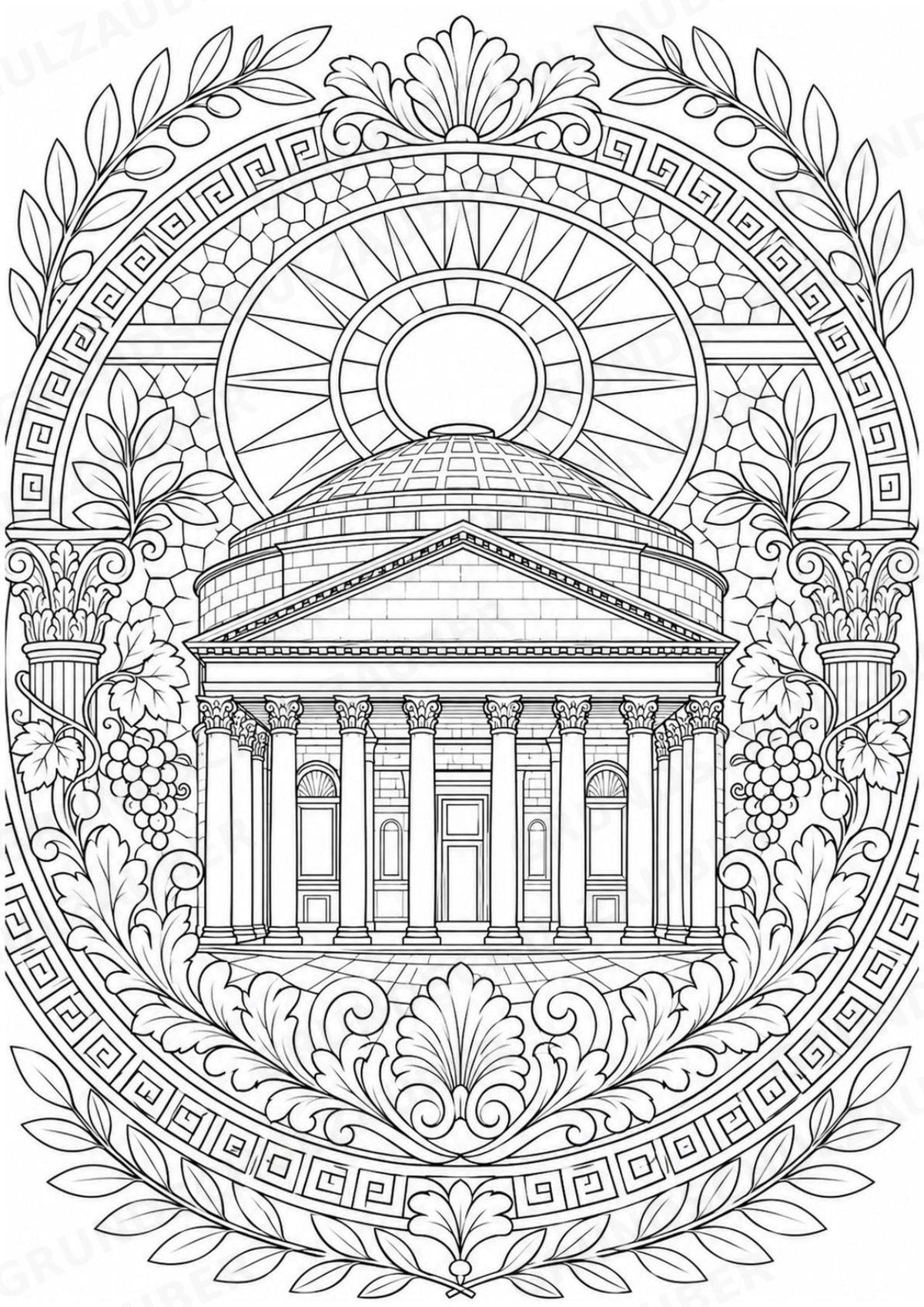 Antikes Rom Mandalas Ausmalbilder – Geschichte und Kulturen – 15 Malvorlagen – Materialseite 15