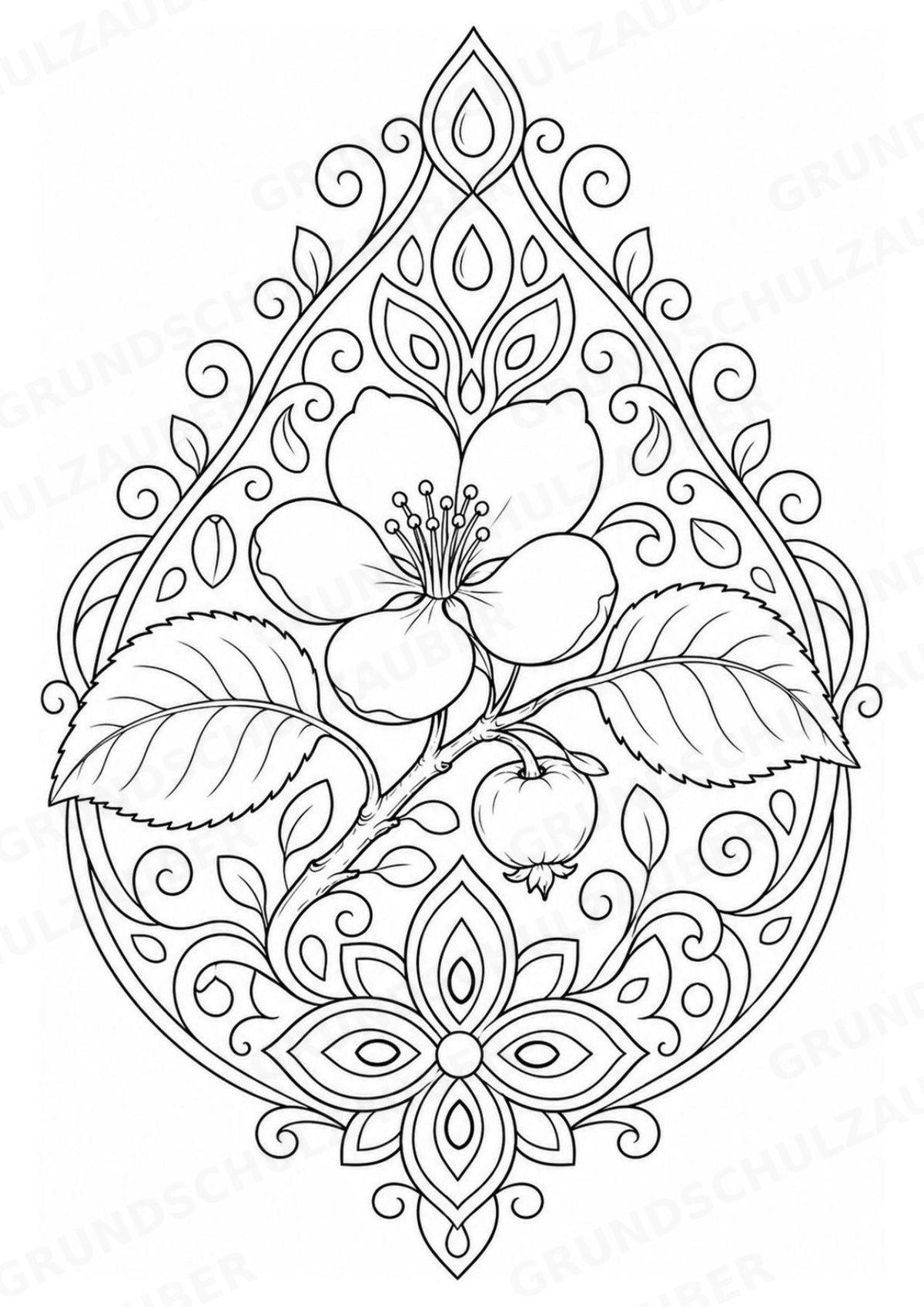 Apfel Mandalas Ausmalbilder – Obst – 15 Malvorlagen – Materialseite 11