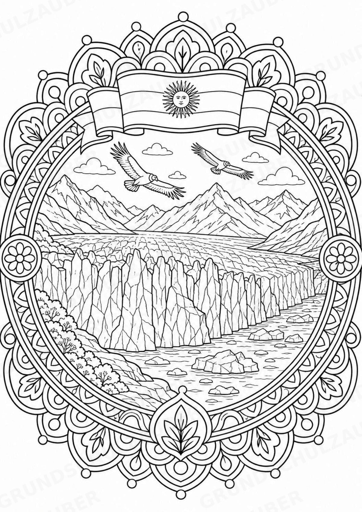 Argentinien Mandalas Ausmalbilder – Länder und Kulturen – 15 Malvorlagen – Materialseite 3