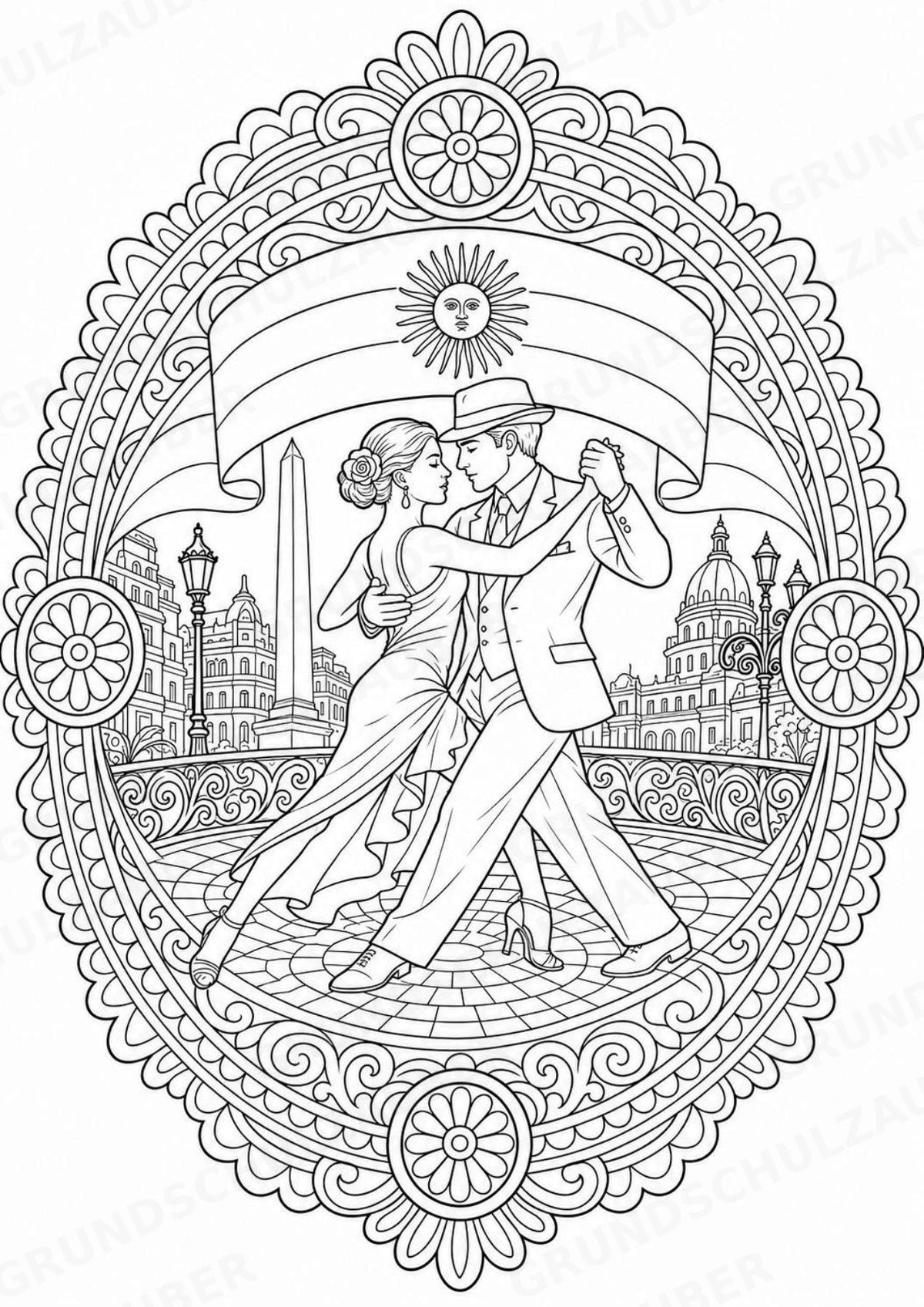 Argentinien Mandalas Ausmalbilder – Länder und Kulturen – 15 Malvorlagen – Materialseite 5