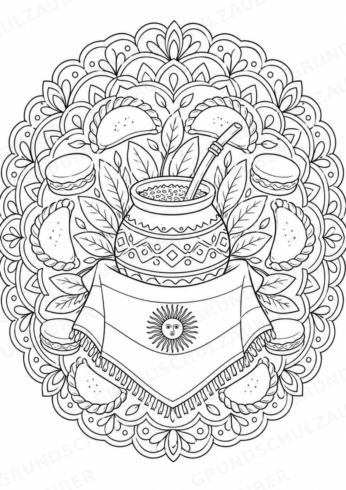 Argentinien Mandalas Ausmalbilder – Länder und Kulturen – 15 Malvorlagen – Materialseite 6