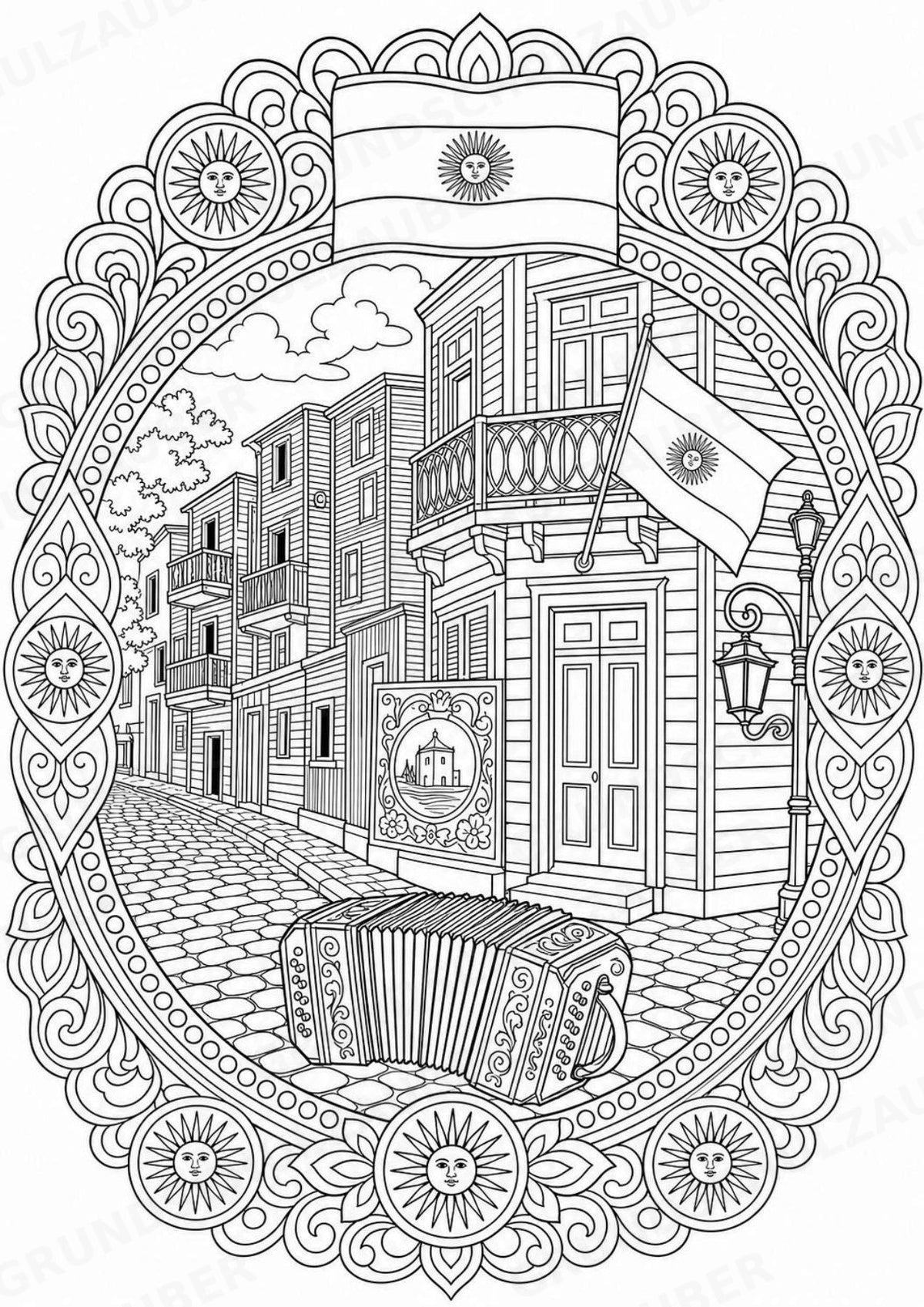 Argentinien Mandalas Ausmalbilder – Länder und Kulturen – 15 Malvorlagen – Materialseite 14