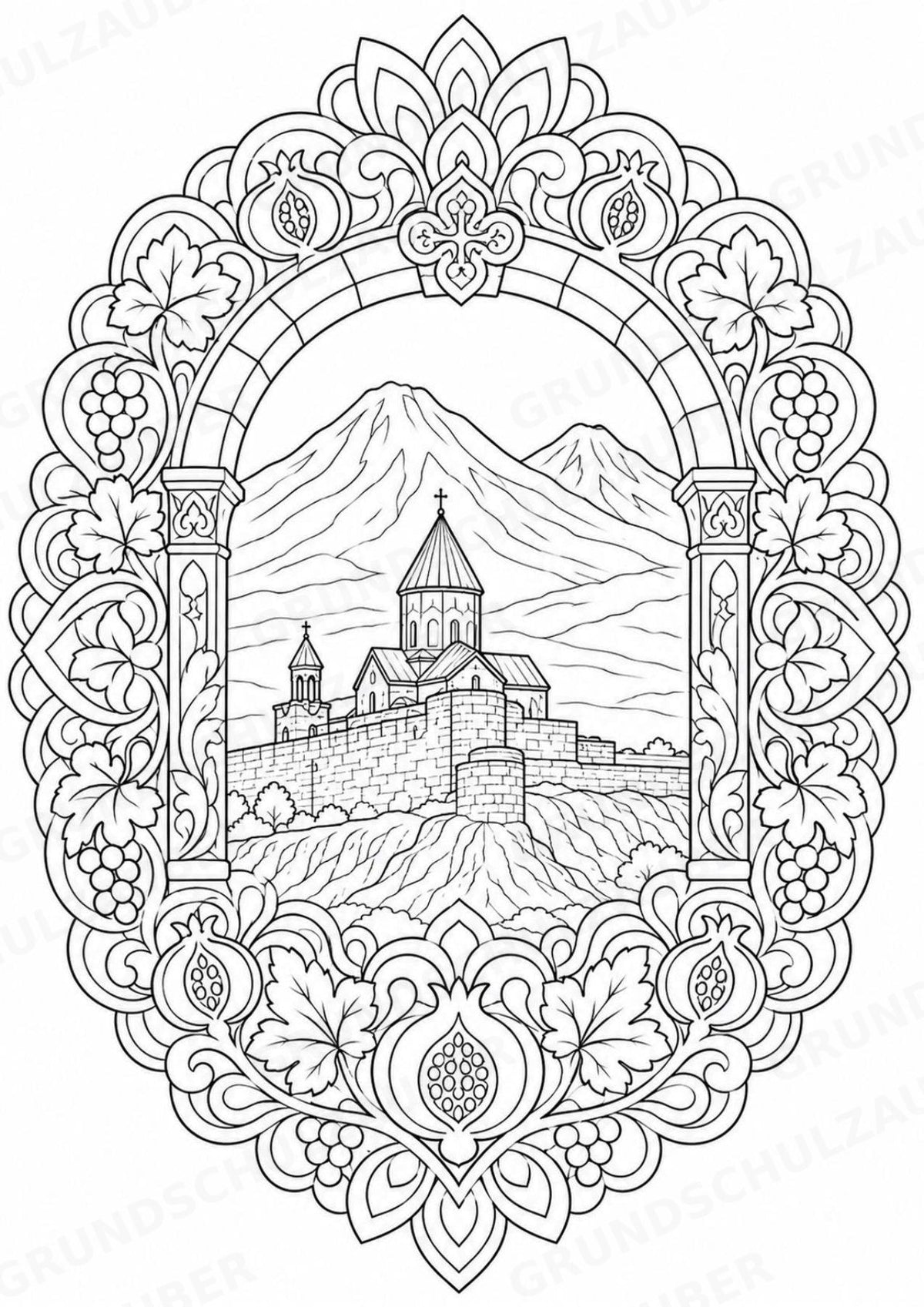Armenien Mandalas Ausmalbilder – Länder und Kulturen – 15 Malvorlagen – Materialseite 2