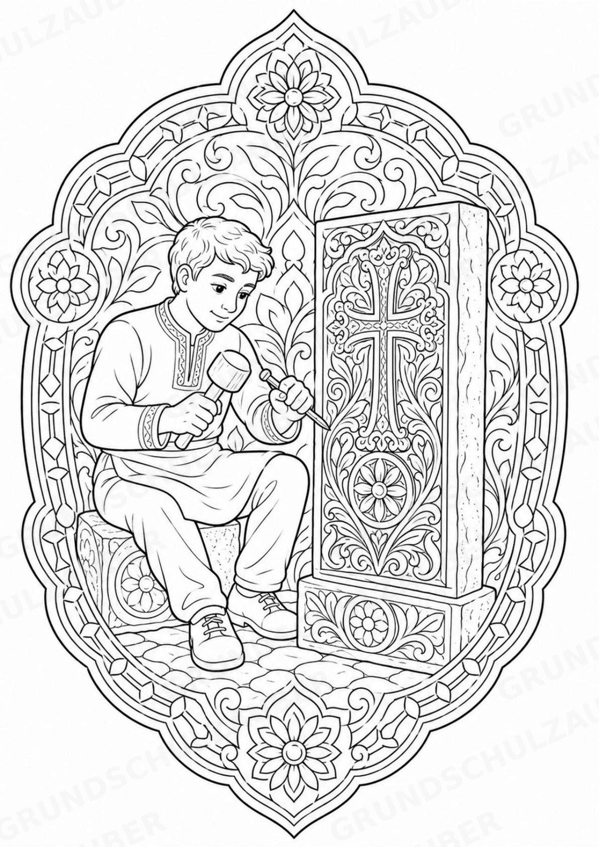 Armenien Mandalas Ausmalbilder – Länder und Kulturen – 15 Malvorlagen – Materialseite 7