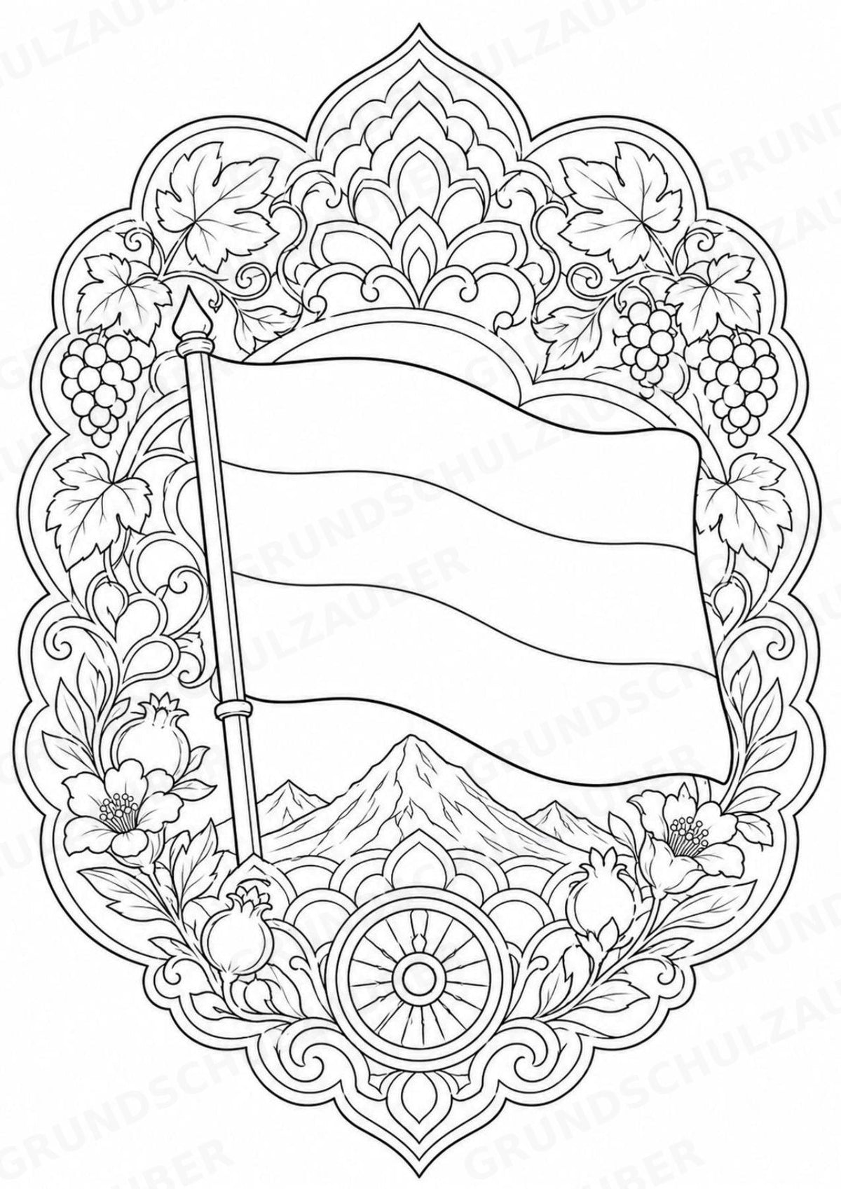 Armenien Mandalas Ausmalbilder – Länder und Kulturen – 15 Malvorlagen – Materialseite 16