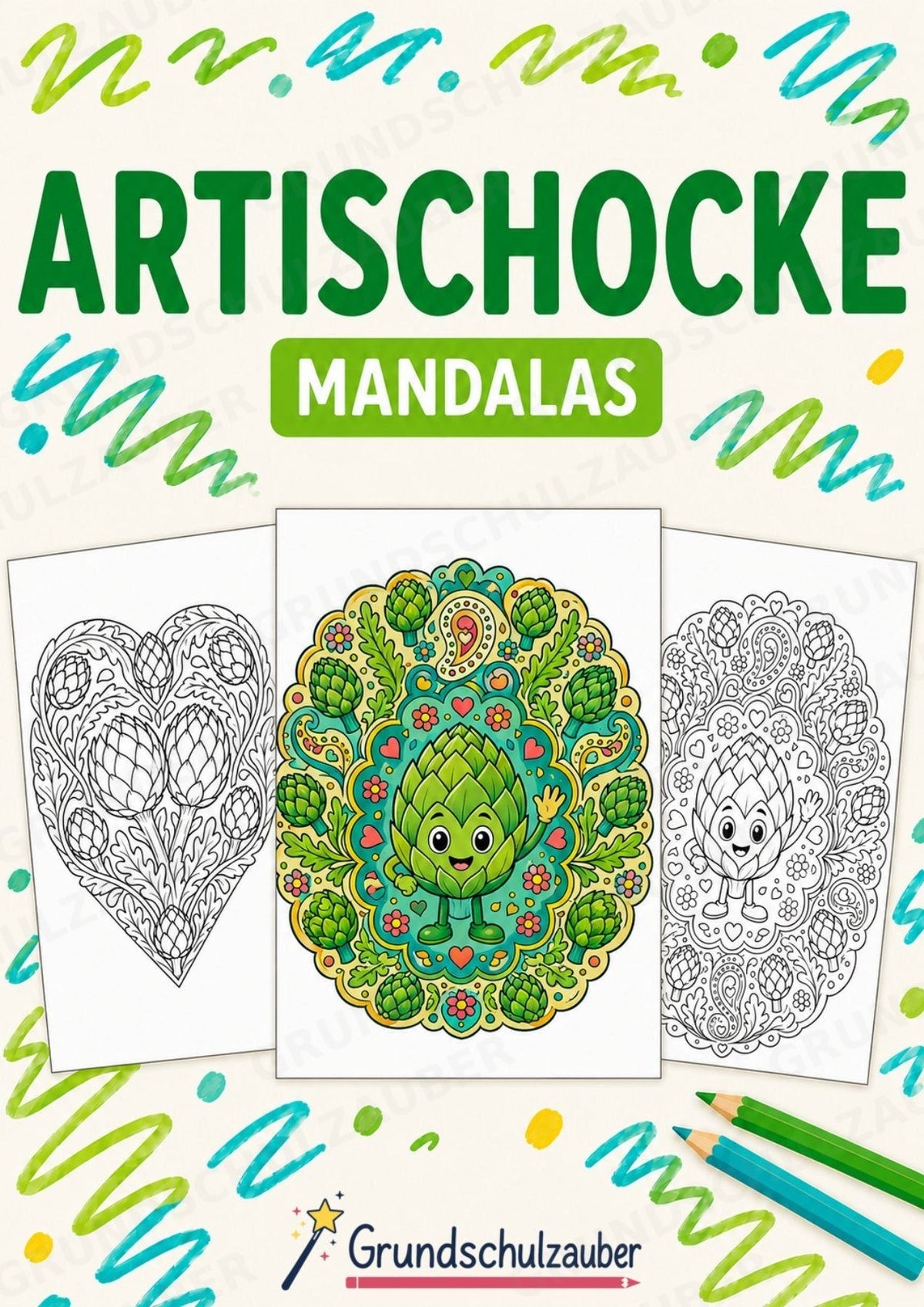 Artischocke Mandalas Ausmalbilder – Allgemeine Themen – 15 Malvorlagen – Cover