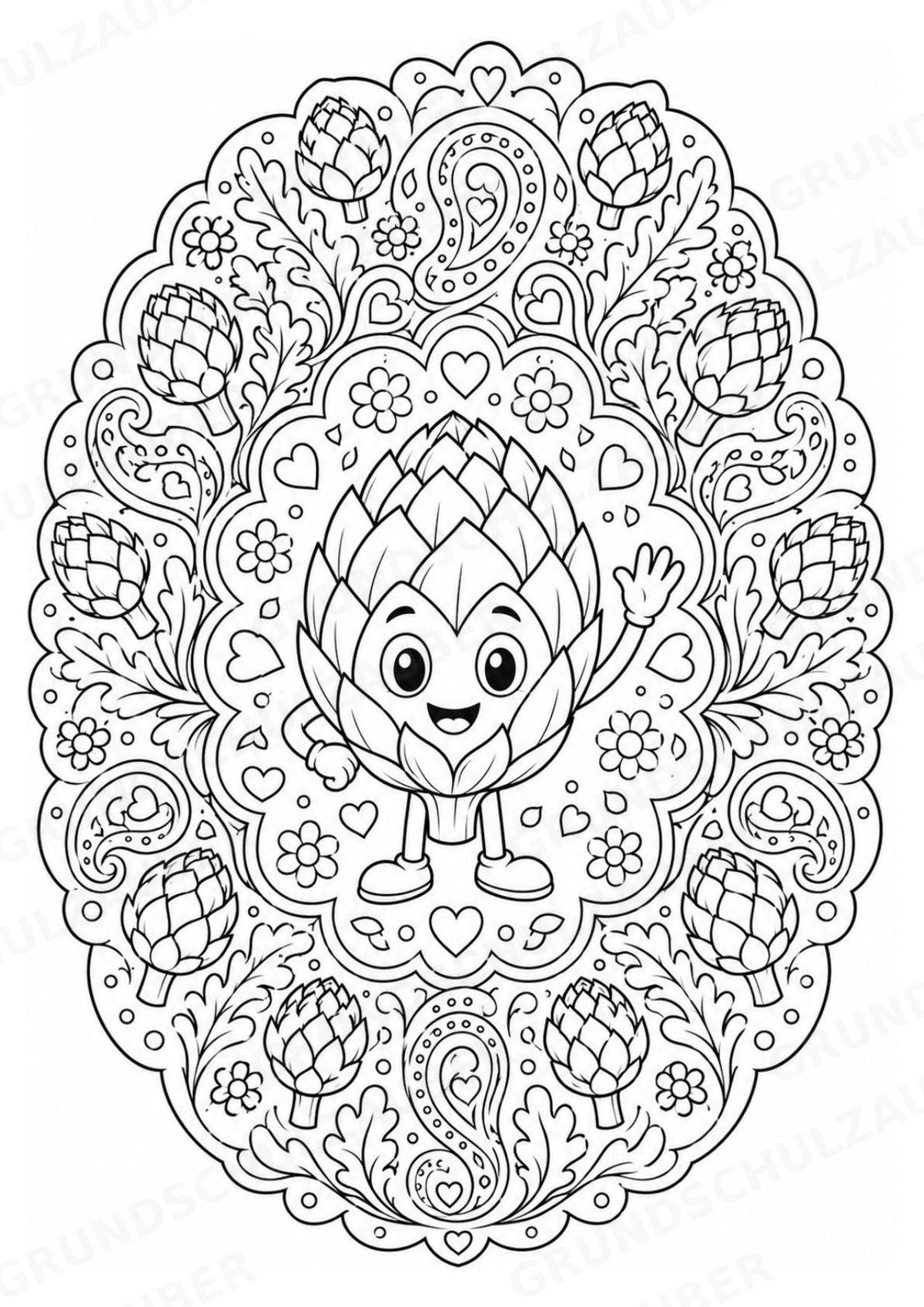 Artischocke Mandalas Ausmalbilder – Allgemeine Themen – 15 Malvorlagen – Materialseite 4
